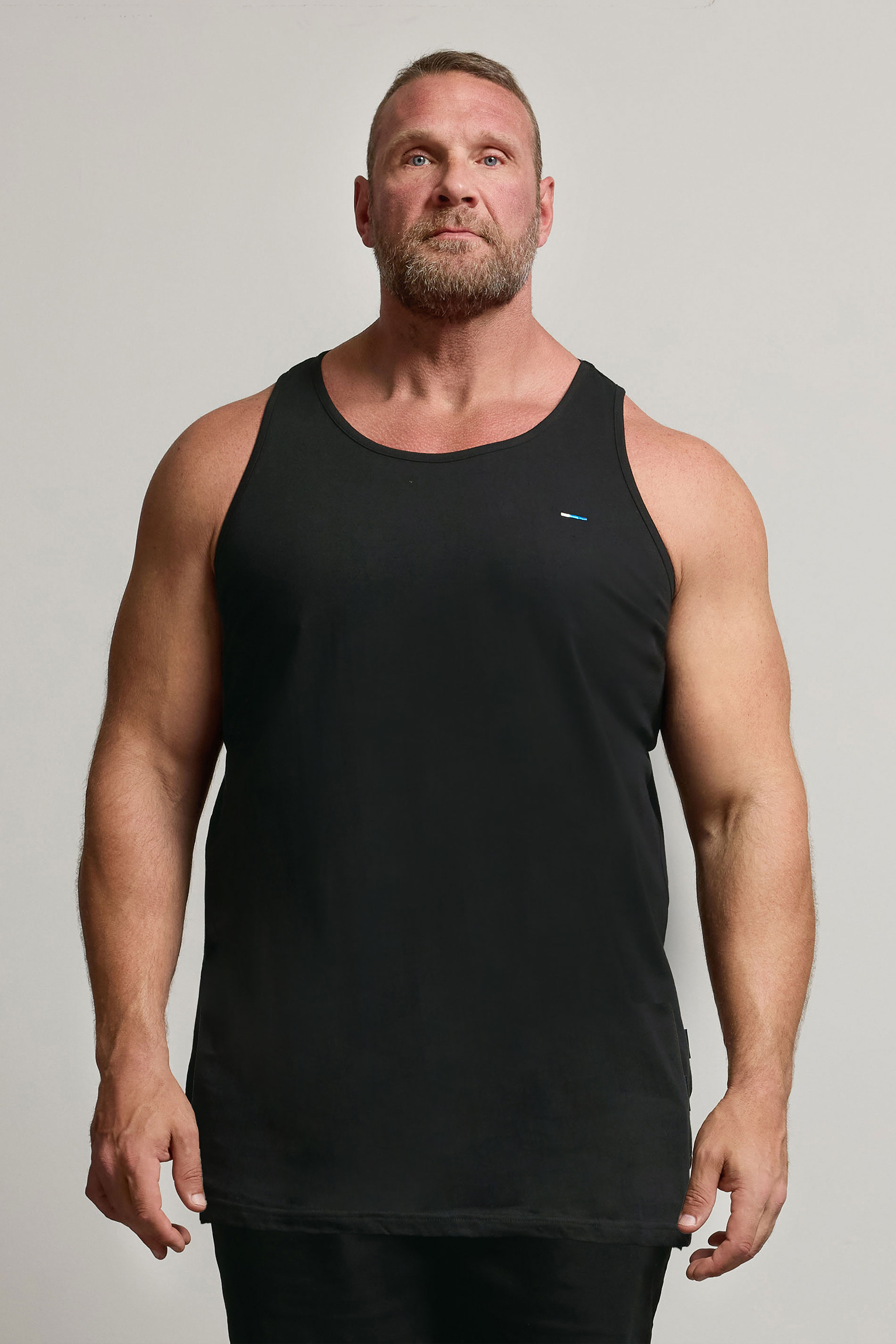 BadRhino Big & Tall Black Extra Long Plain Vest Top | BadRhino 3