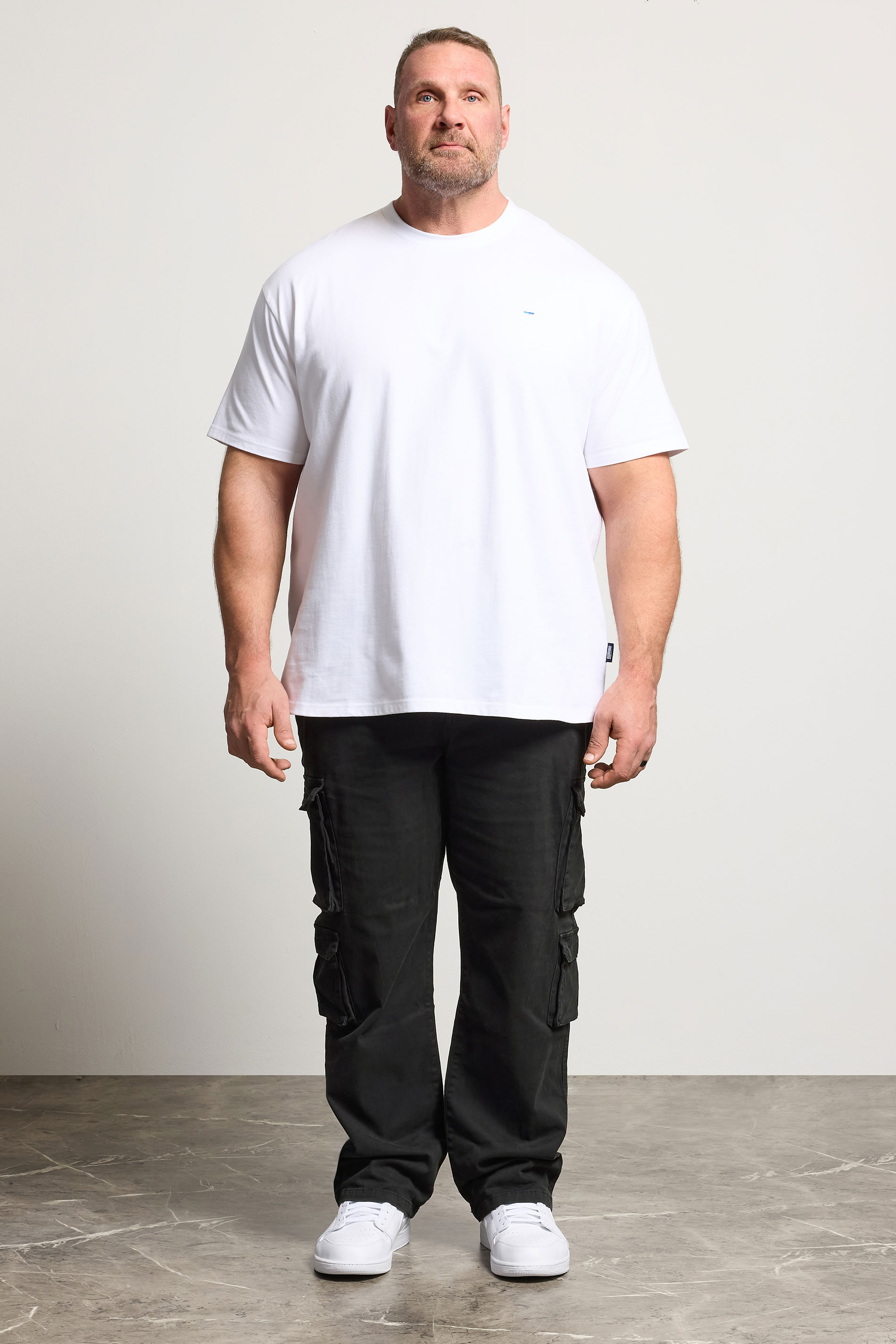 BadRhino Big & Tall Black Acid Wash Double Pocket Cargo Trousers | BadRhino 1