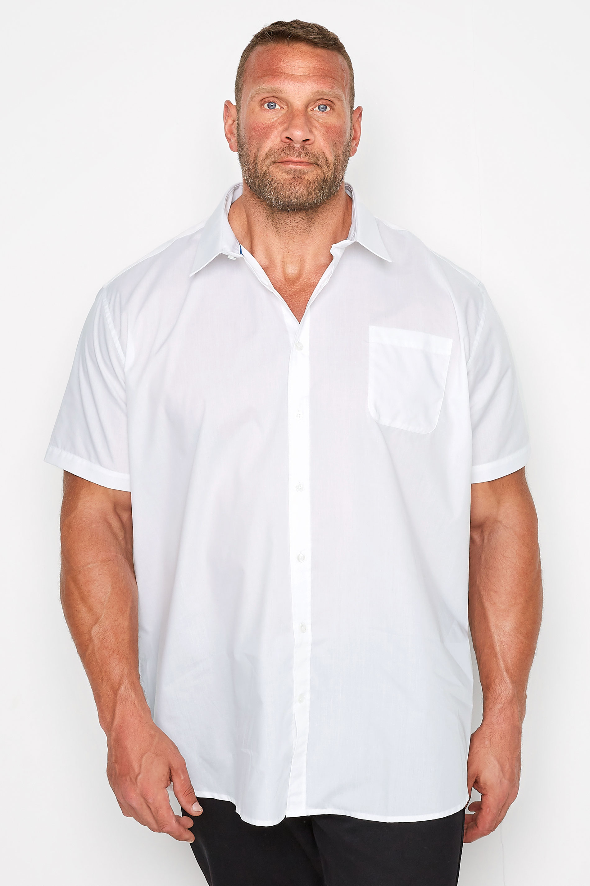 D555 White Basic Short Sleeve Shirt | BadRhino 1
