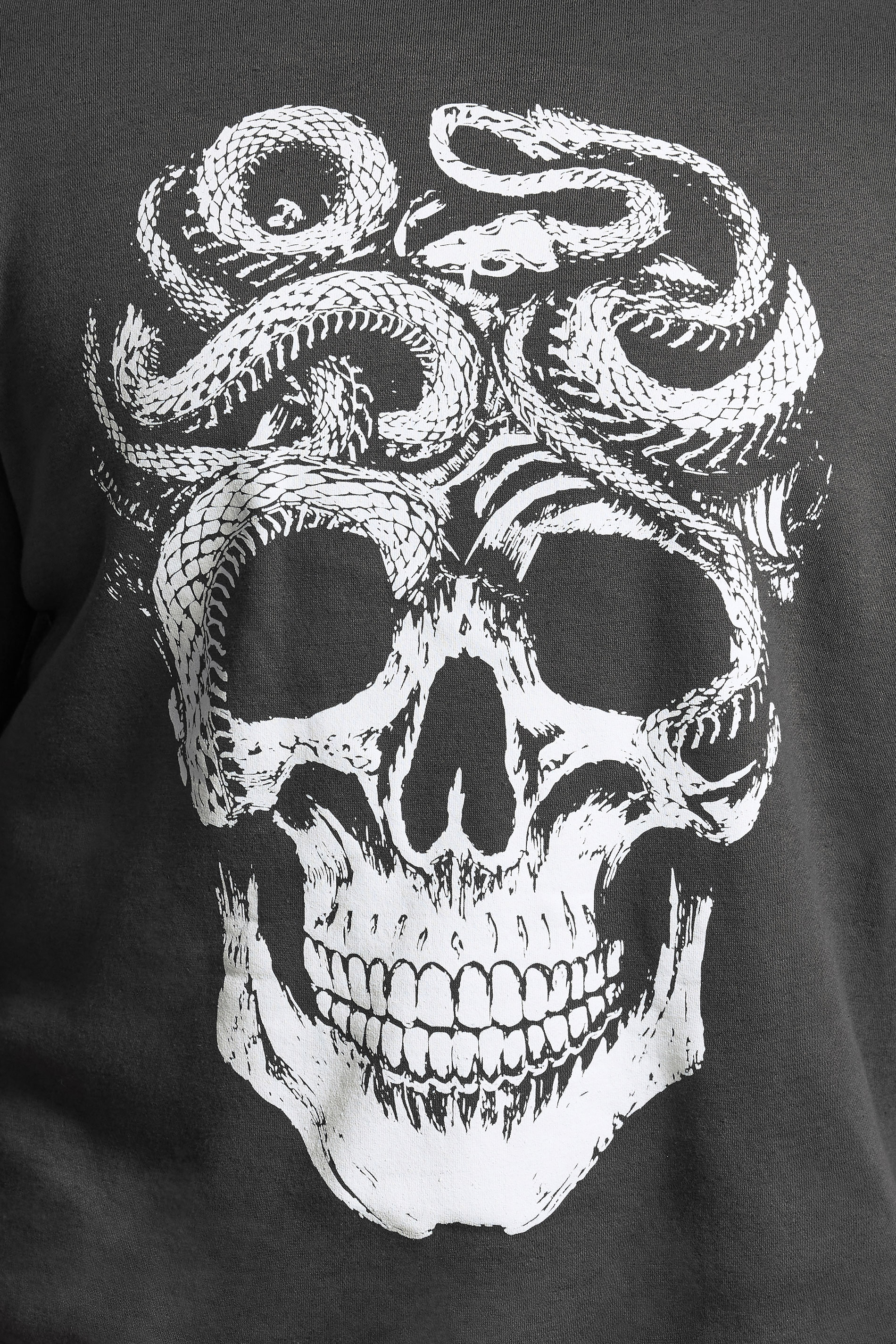 BadRhino Big & Tall Ebony Grey Skull & Snake Graphic Sweatshirt | BadRhino 4