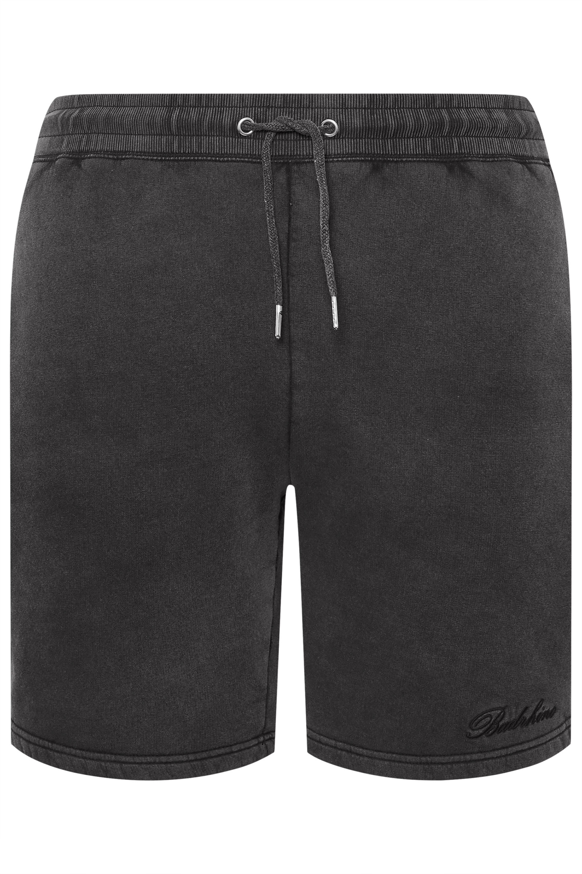 BadRhino Big & Tall Black Sun Bleached Jogger Shorts | BadRhino 1