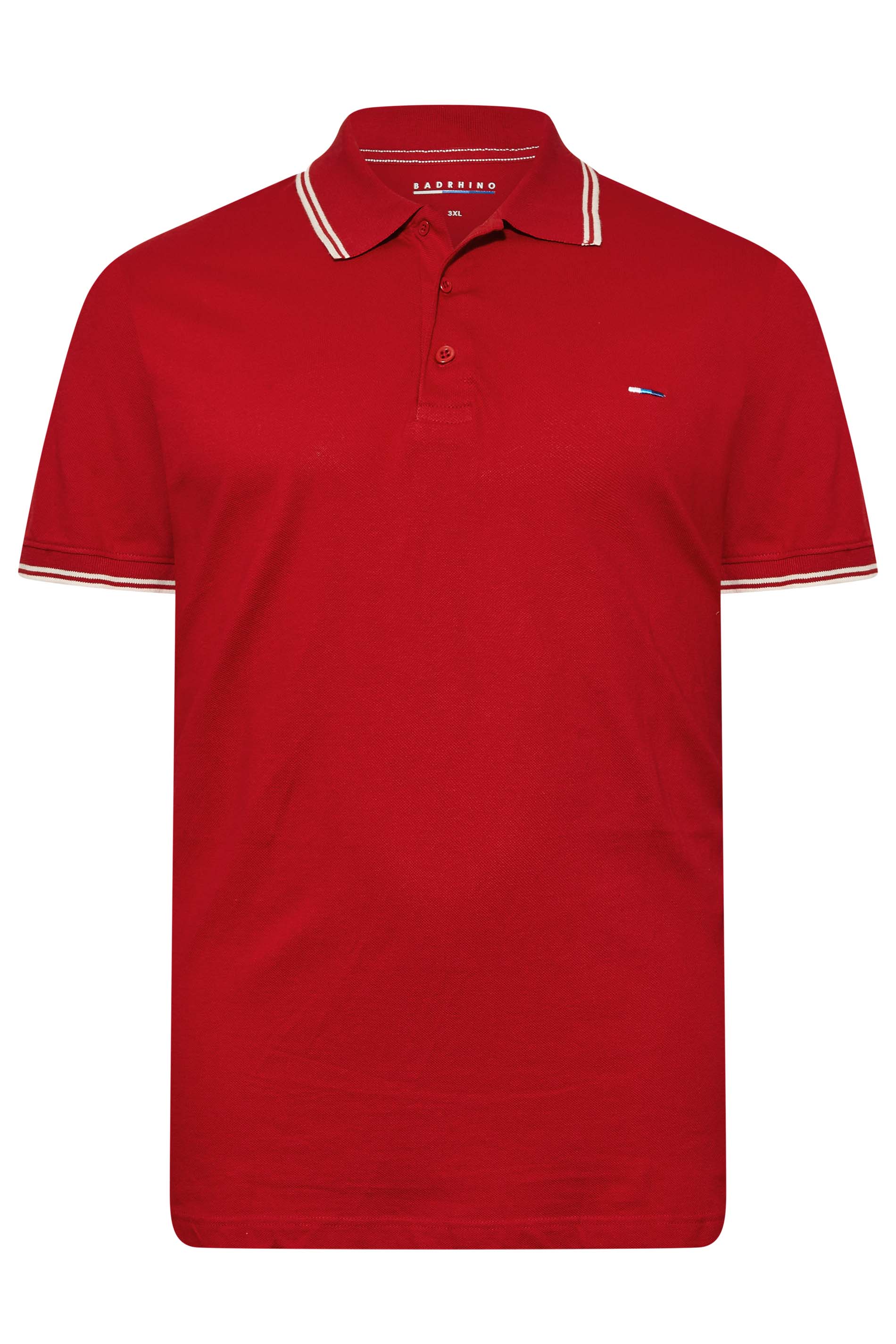 BadRhino Red Essential Tipped Polo Shirt | BadRhino 3