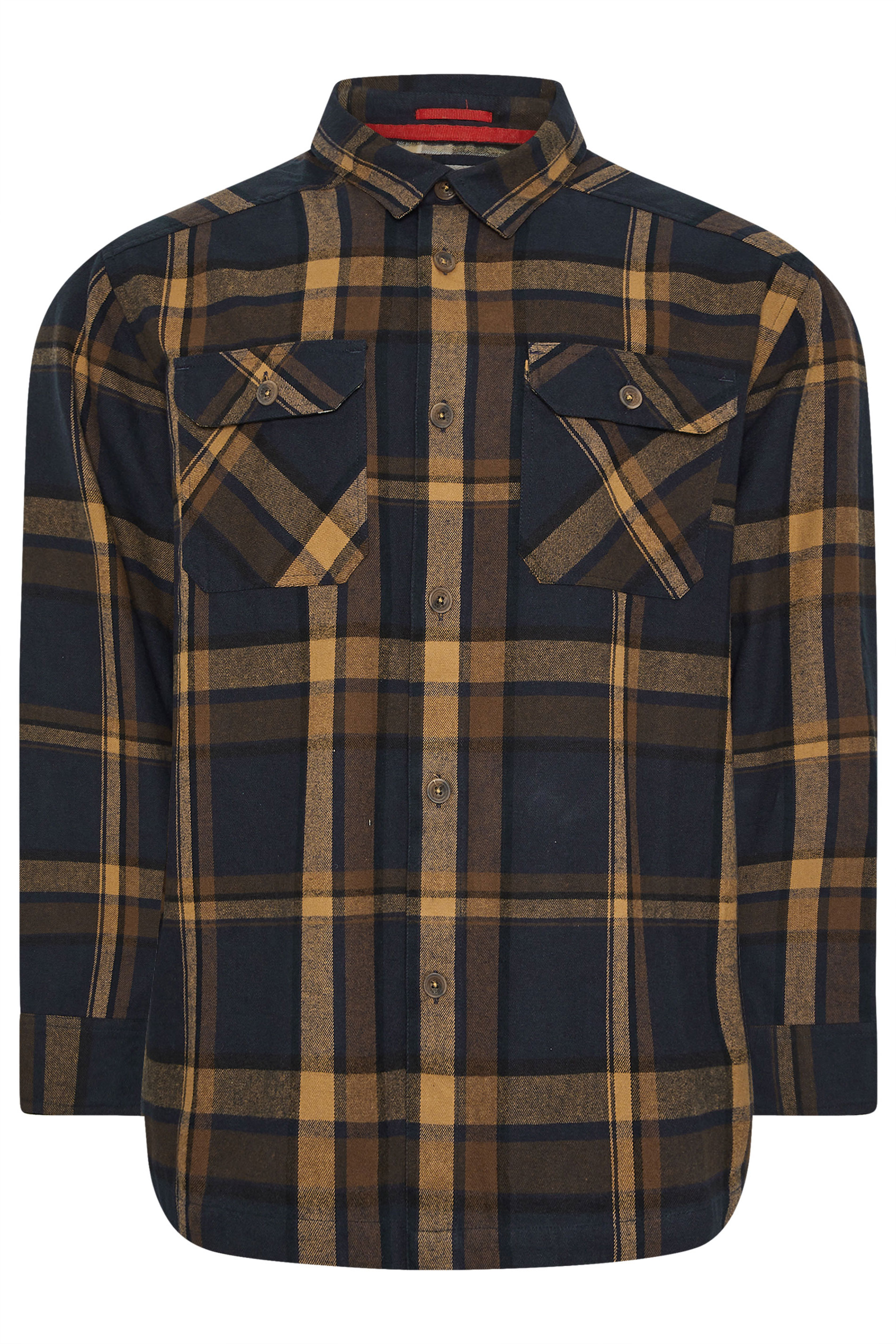 D555 Big & Tall Navy Blue Check Overshirt | BadRhino 4