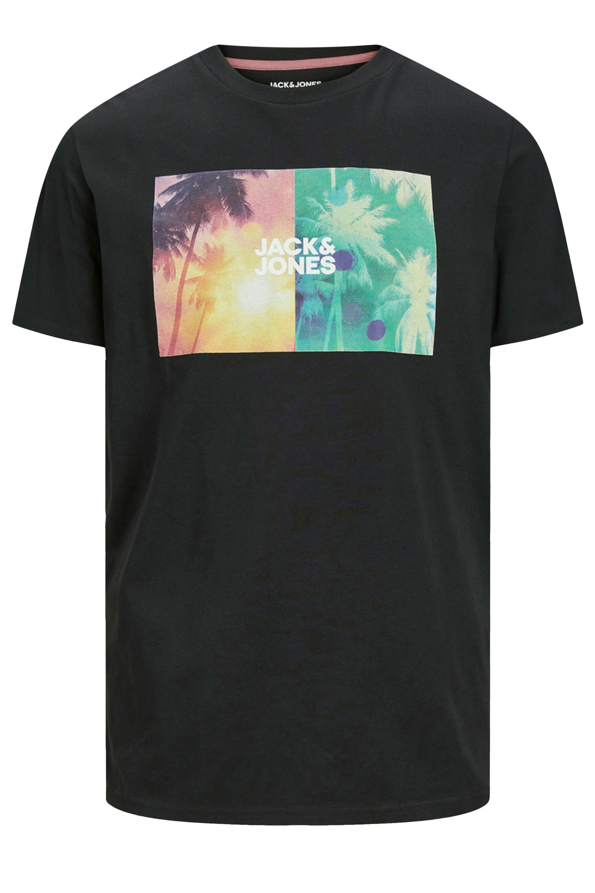 JACK & JONES Big & Tall Black Palm Tree Graphic Short Sleeve T-Shirt ...