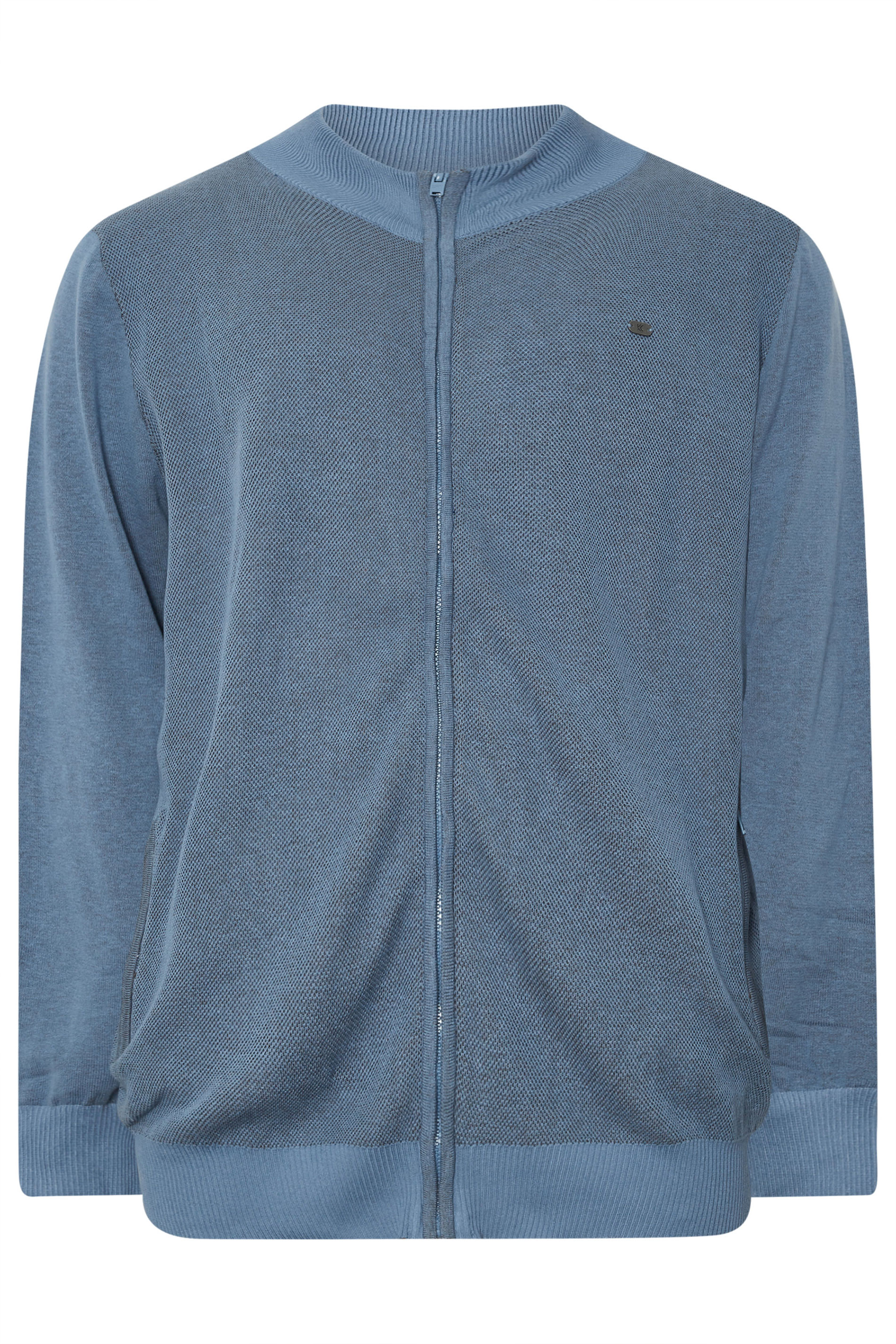 KAM Big & Tall Light Blue Zip Through Knit Jumper | BadRhino 3