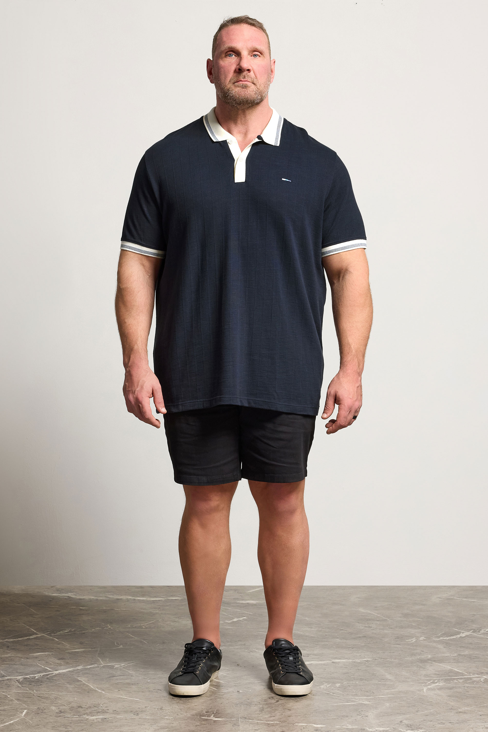 BadRhino Big & Tall Navy Blue Tipped Short Sleeve Polo Shirt | BadRhino 2