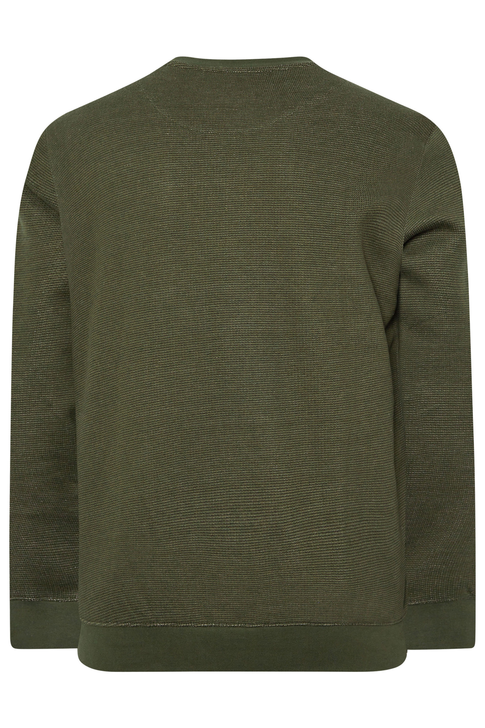 BLEND Big & Tall Khaki Green Ribbed Sweatshirt | BadRhino 4