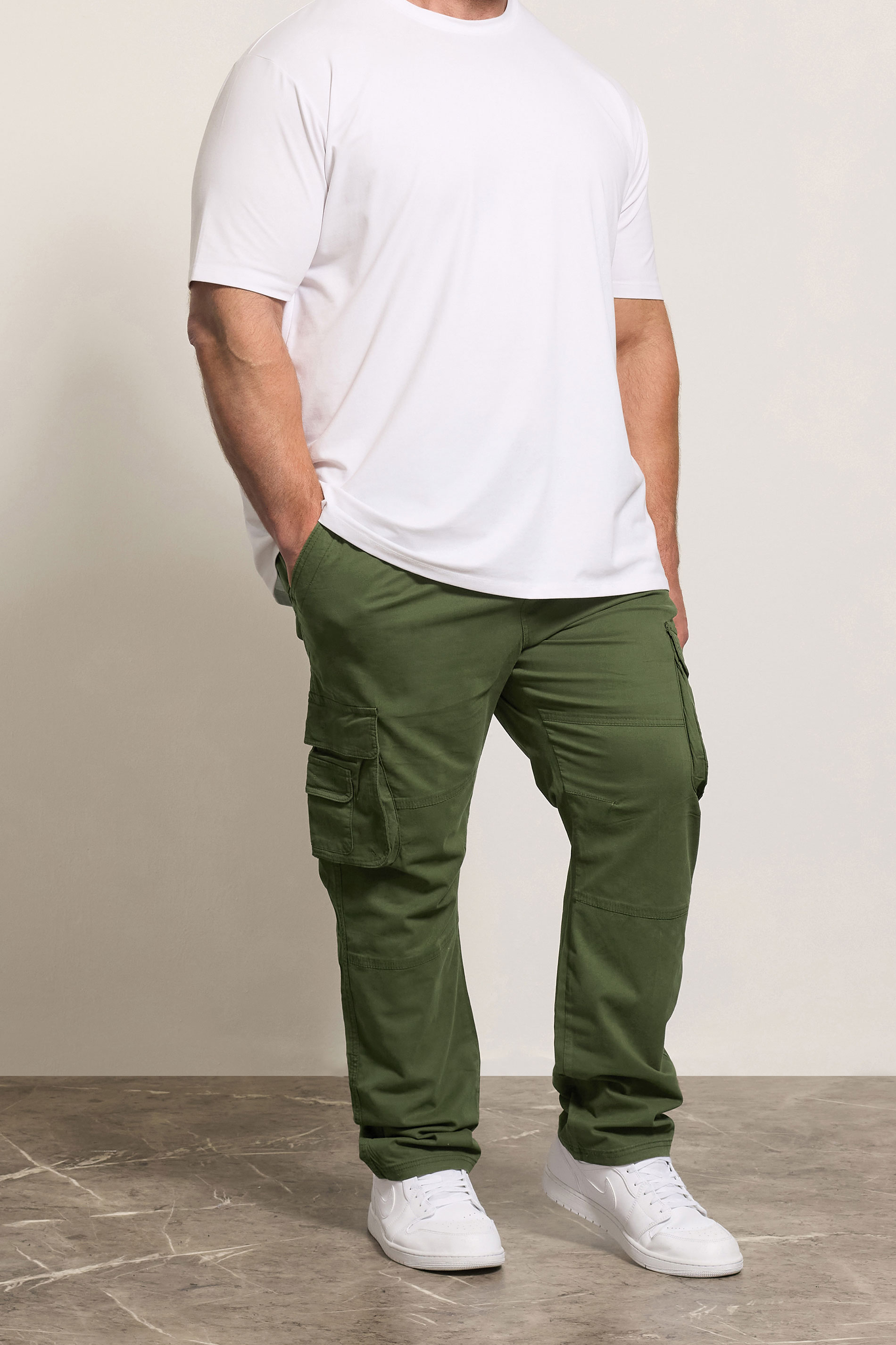 KAM Big & Tall Khaki Stretch Cargo Trousers | BadRhino 3
