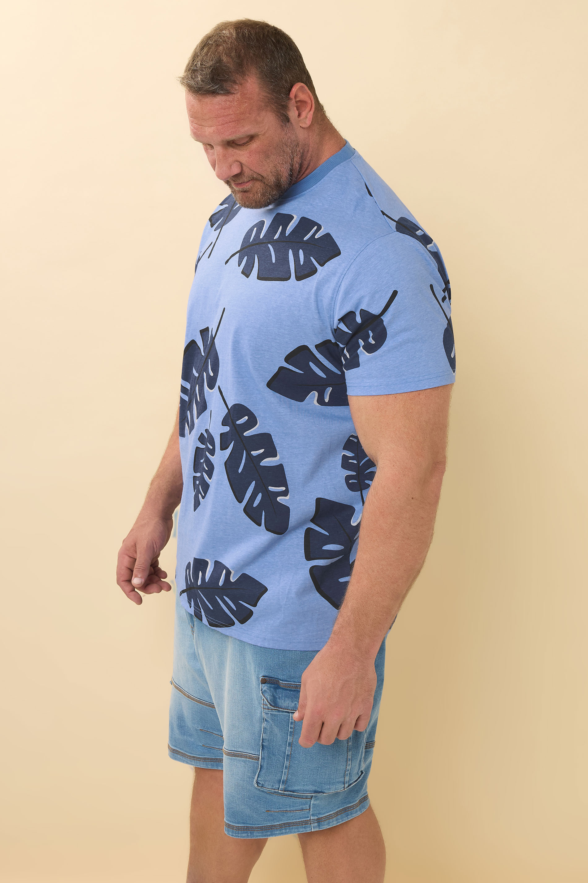 BadRhino Big & Tall Blue Palm Print Short Sleeve T-Shirt | BadRhino 4