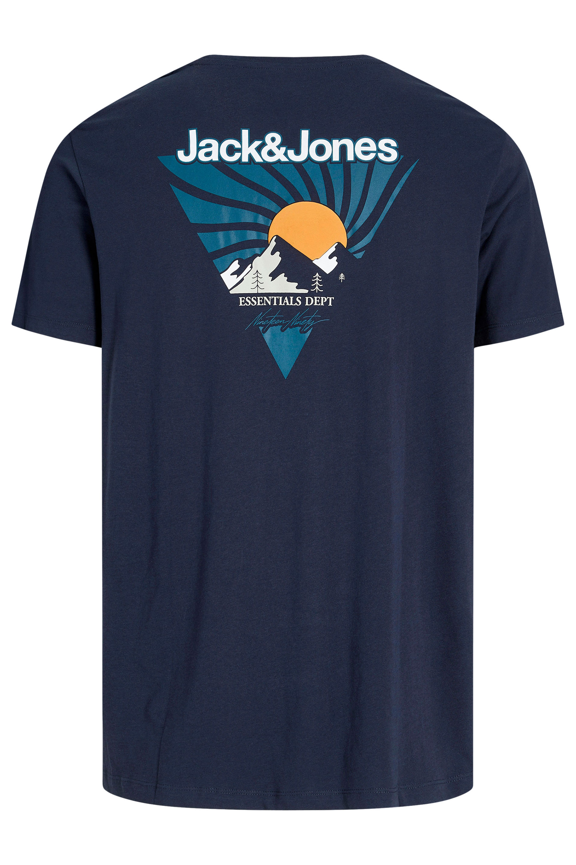 JACK & JONES Big & Tall Navy Blue Crew Neck Graphic T-Shirt | BadRhino 5