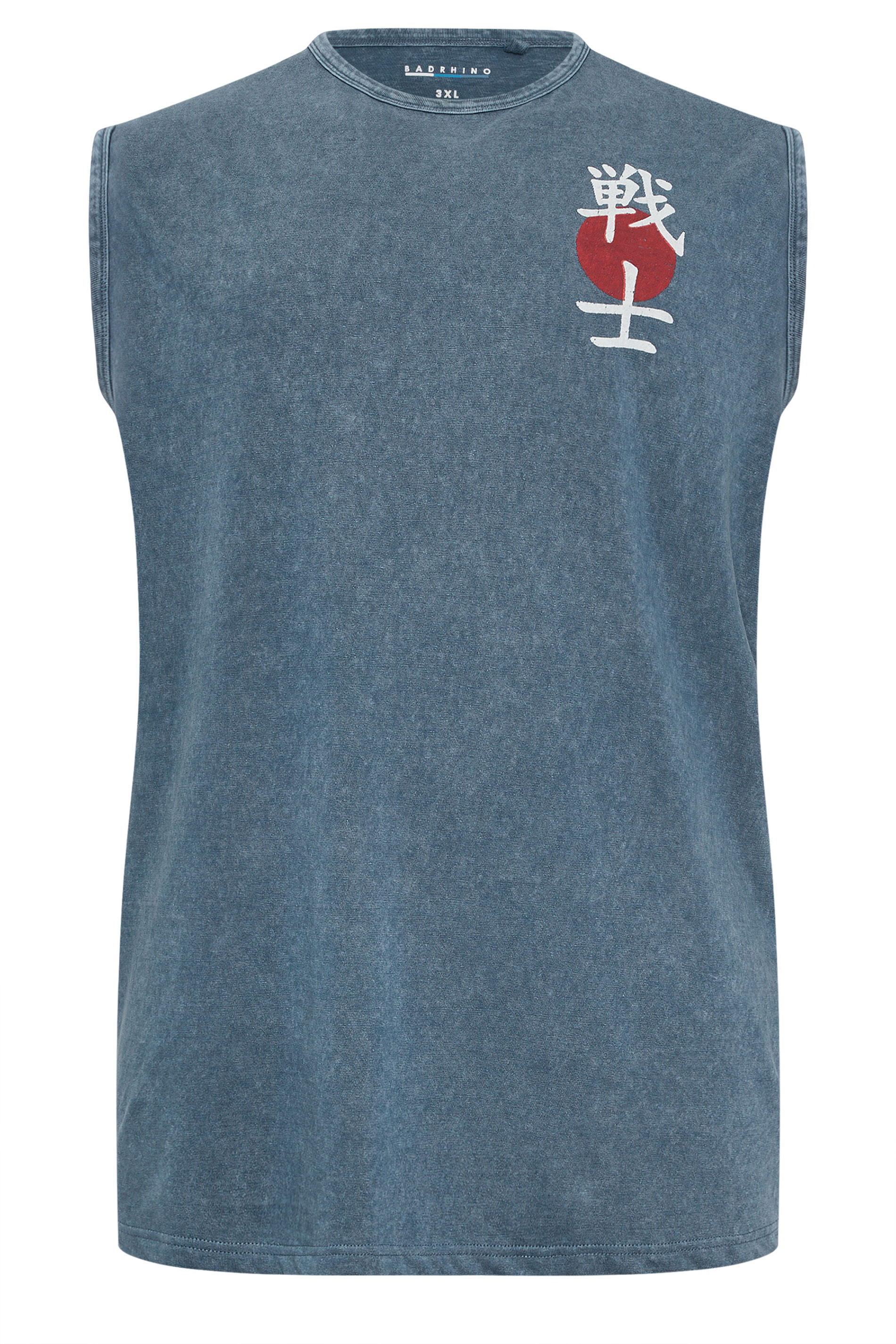 BadRhino Big & Tall Blue Acid Wash Japanese Skull Graphic Vest | BadRhino 8