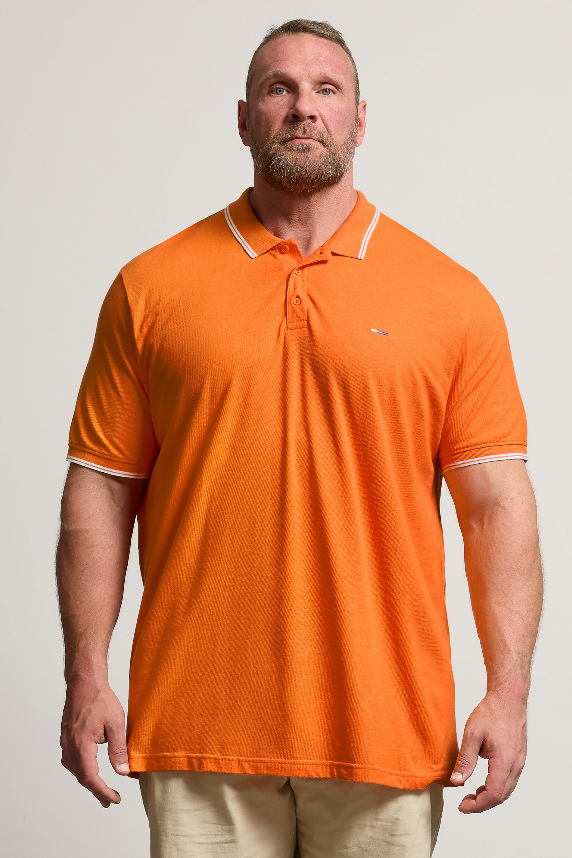 BadRhino Big & Tall 3 Pack Pink & Orange Tipped Polo Shirts | BadRhino 3
