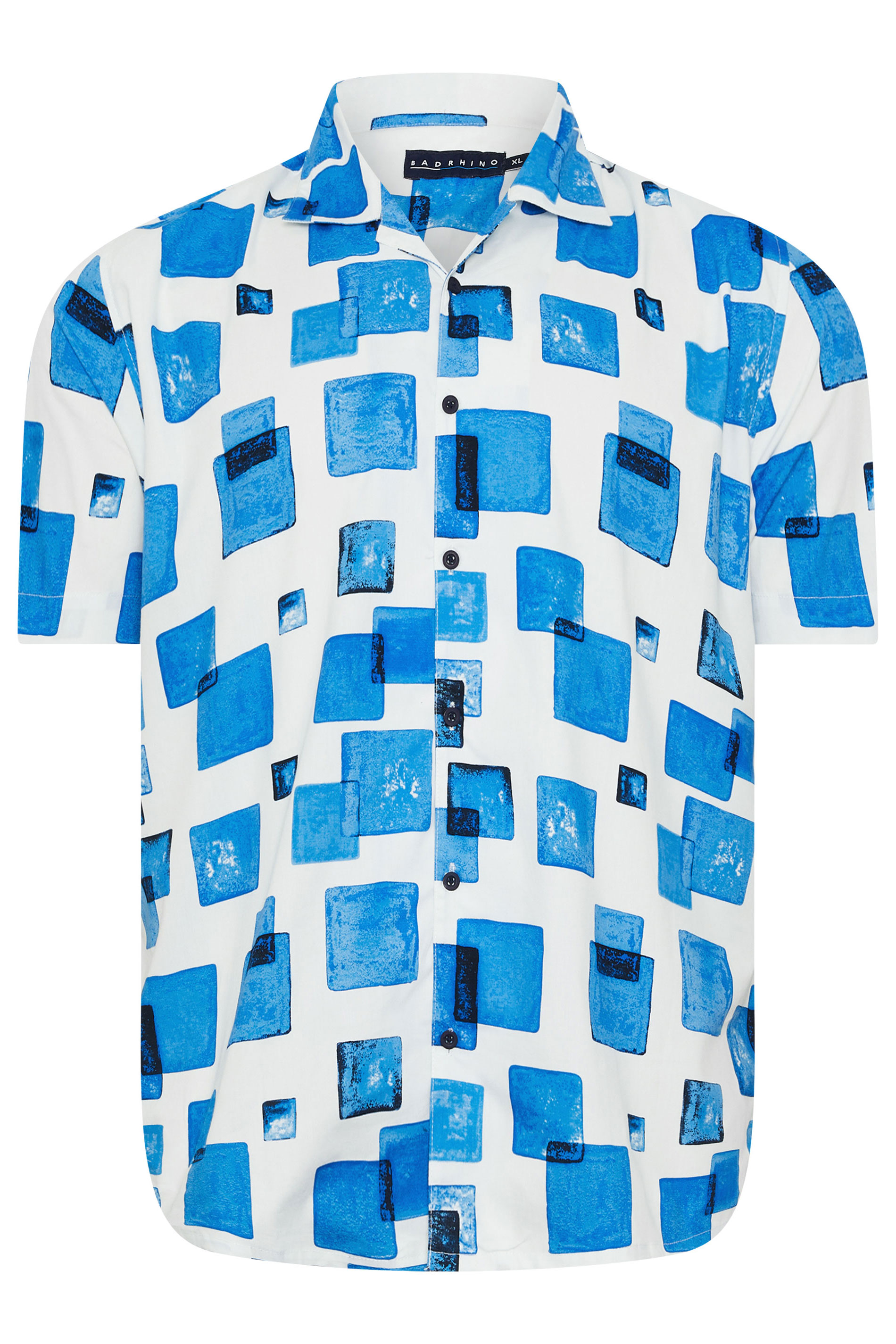 BadRhino BIg & Tall White Square Print Peached Short Sleeve Shirt | BadRhino 7