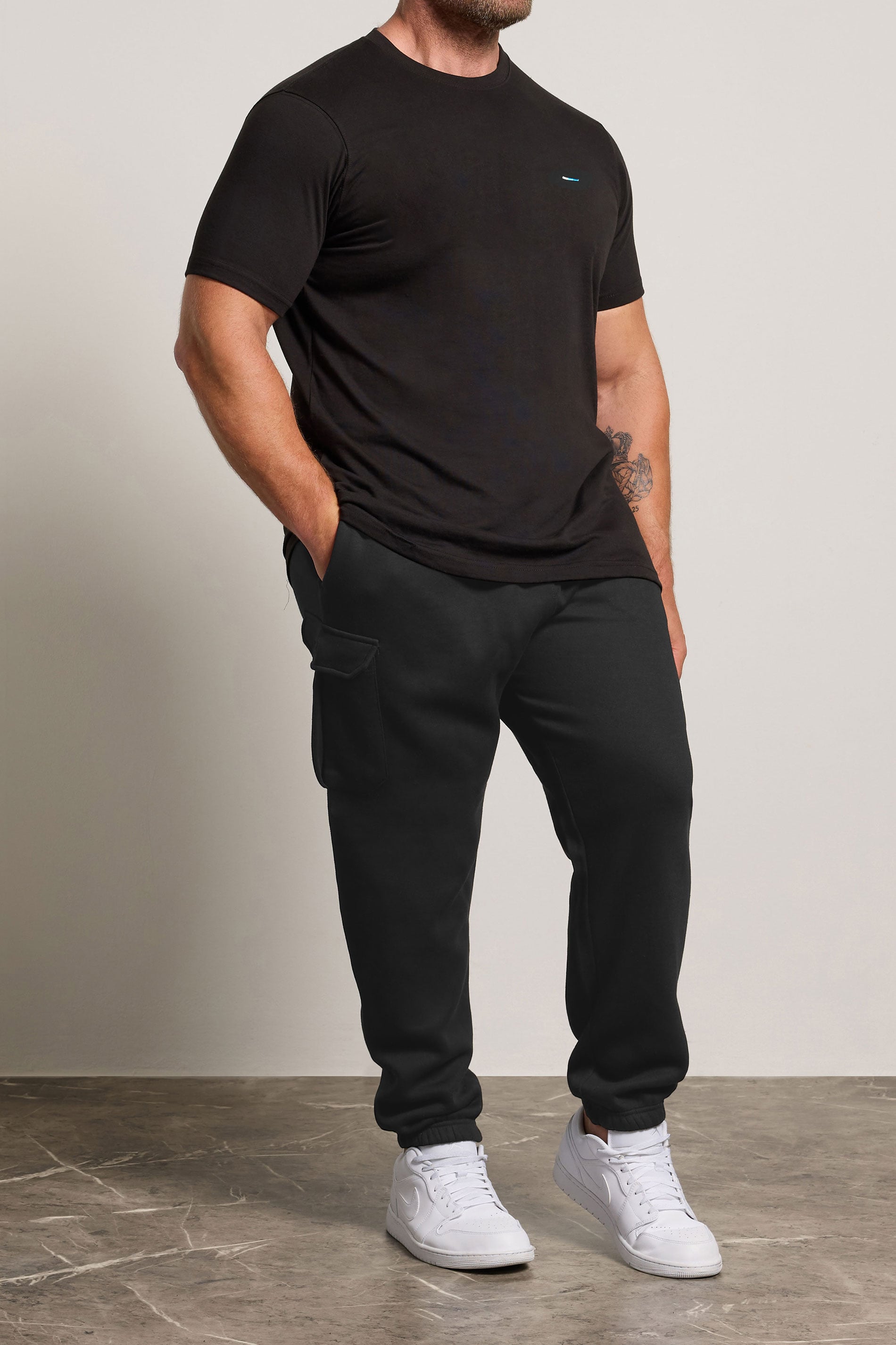 BadRhino Big & Tall Black Essential Cargo Joggers | BadRhino 3