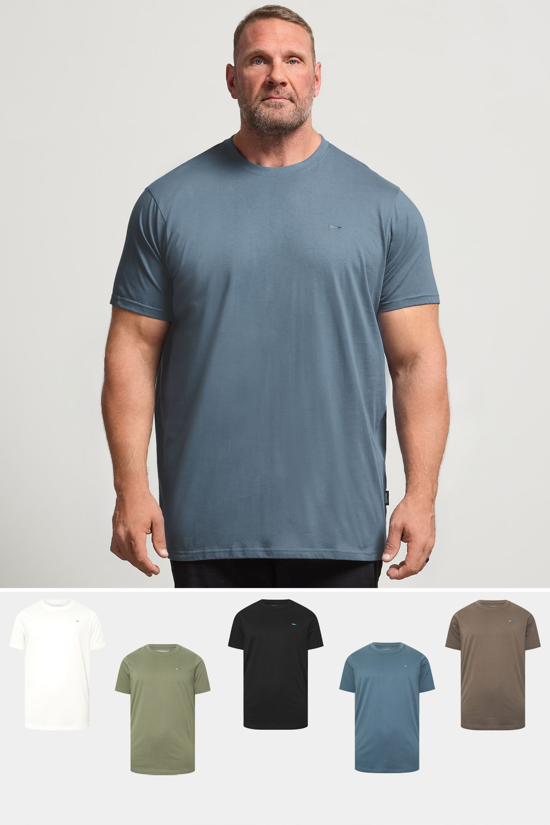 BadRhino Big & Tall 5 PACK Black/Green/Marshmellow White/Brown/Blue Extra Long T-Shirts | BadRhino 1