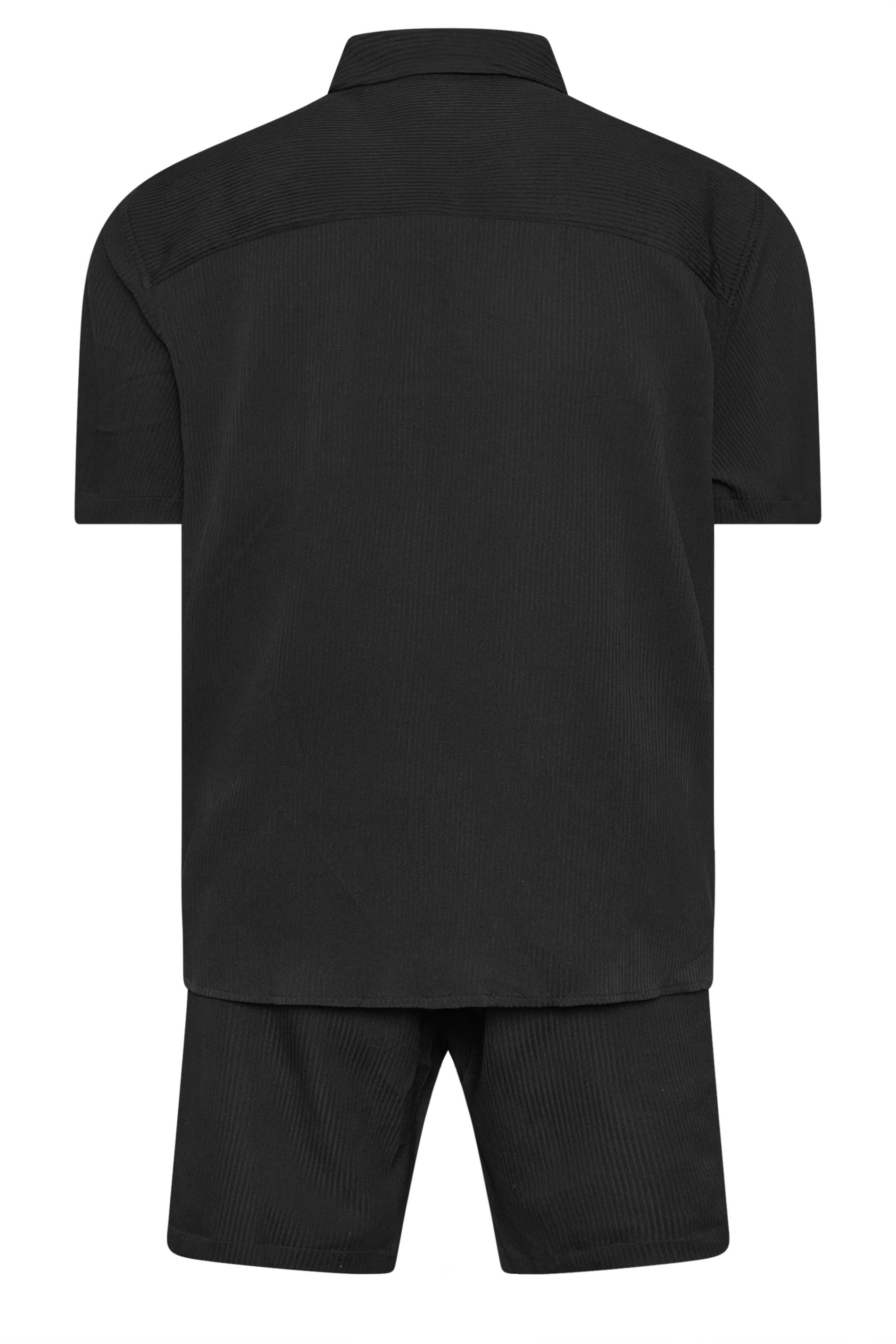 JACK & JONES Big & Tall Black Revere Shirt & Short Set | BadRhino 4