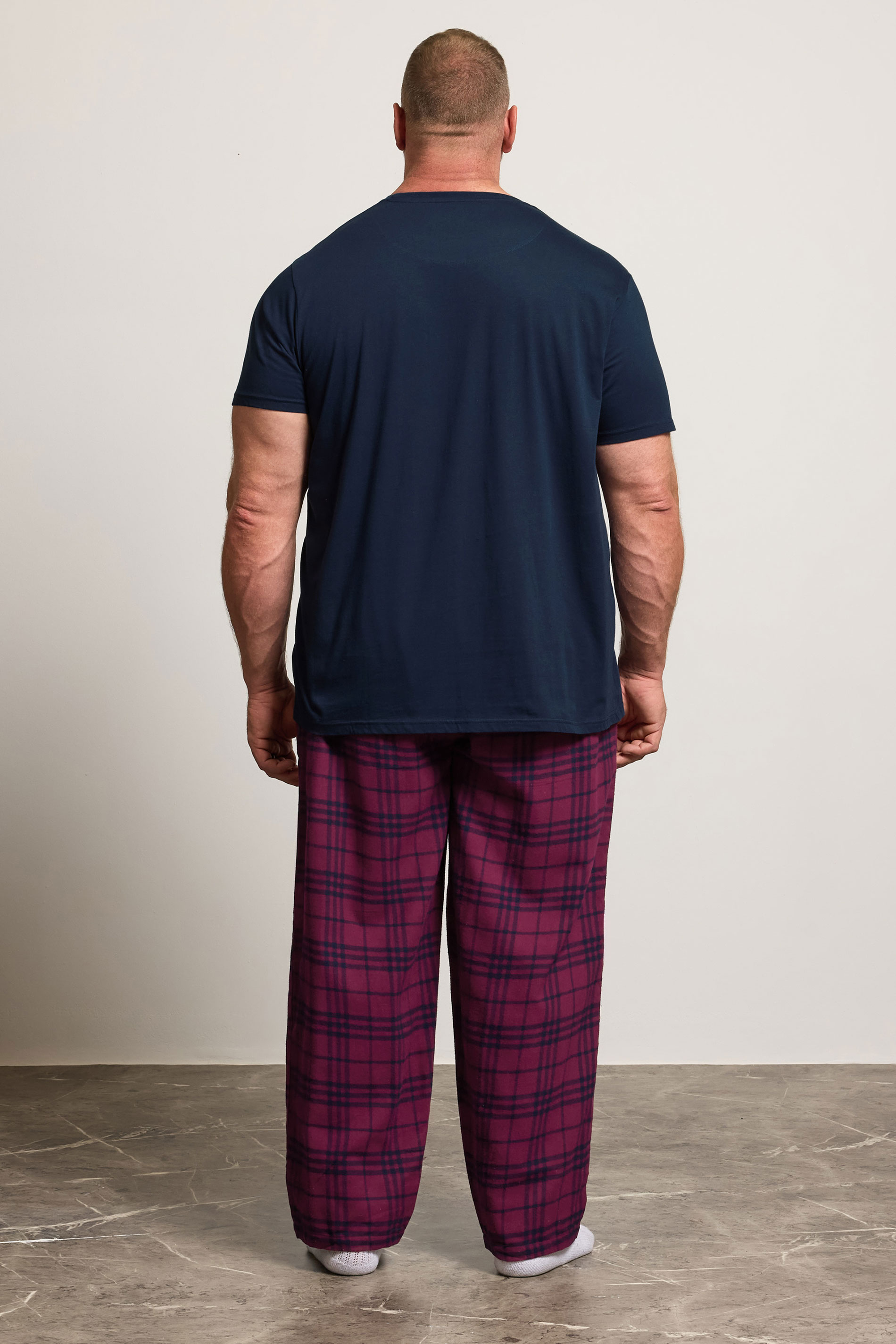 BadRhino Big & Tall Navy Blue Check Pyjama Set | BadRhino 2