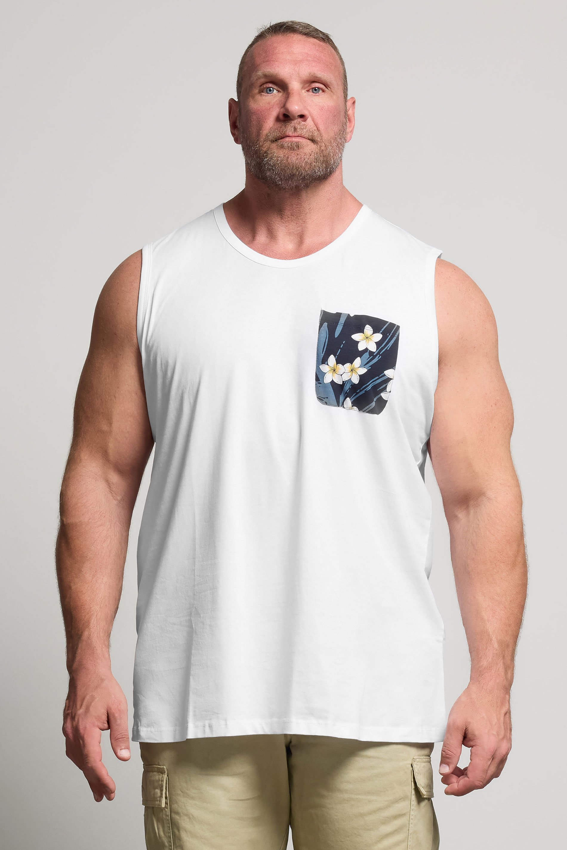 JACK & JONES Big & Tall White Pocket Vest | BadRhino 1