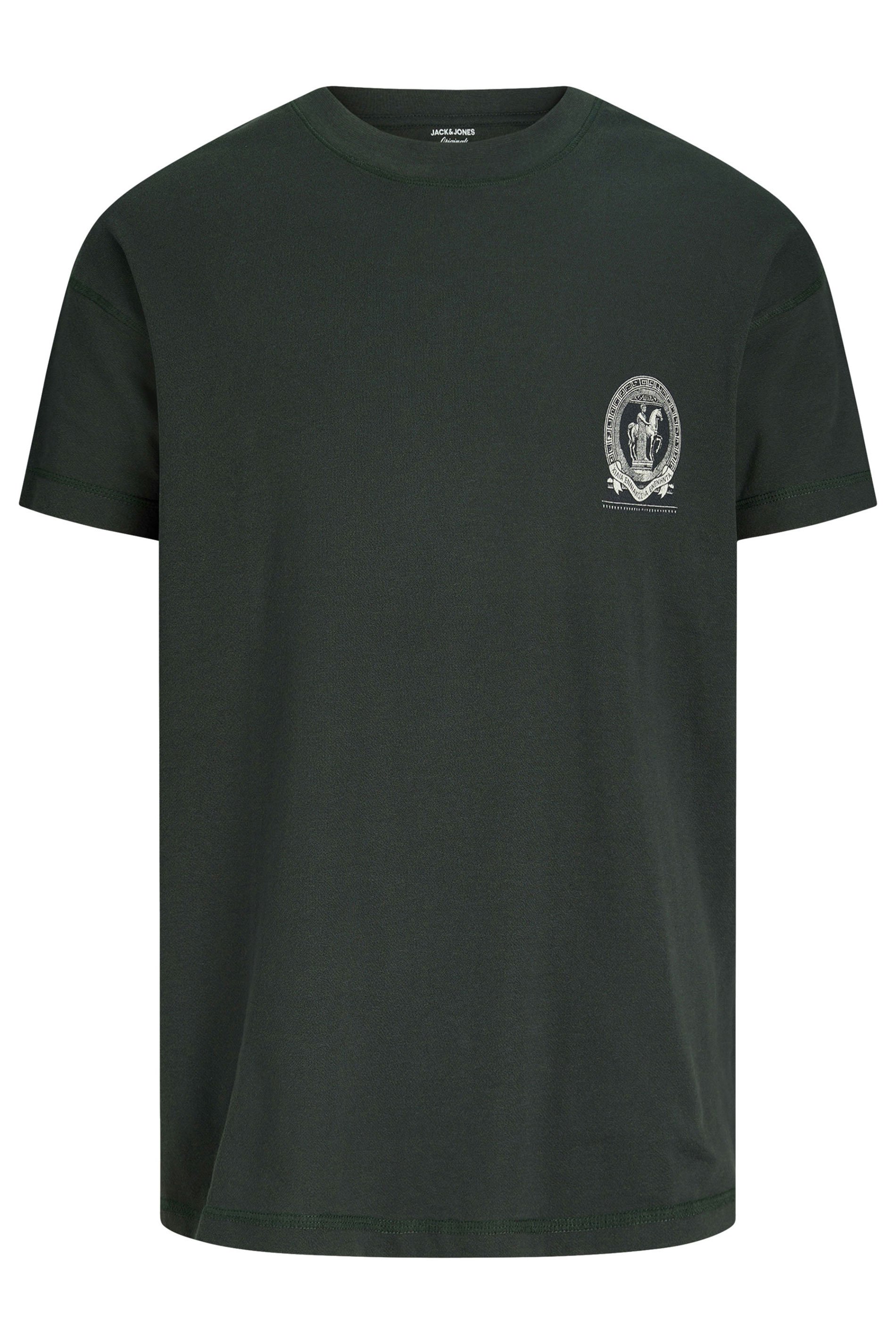 JACK & JONES Big & Tall Green Back Print T-Shirt | BadRhino 1