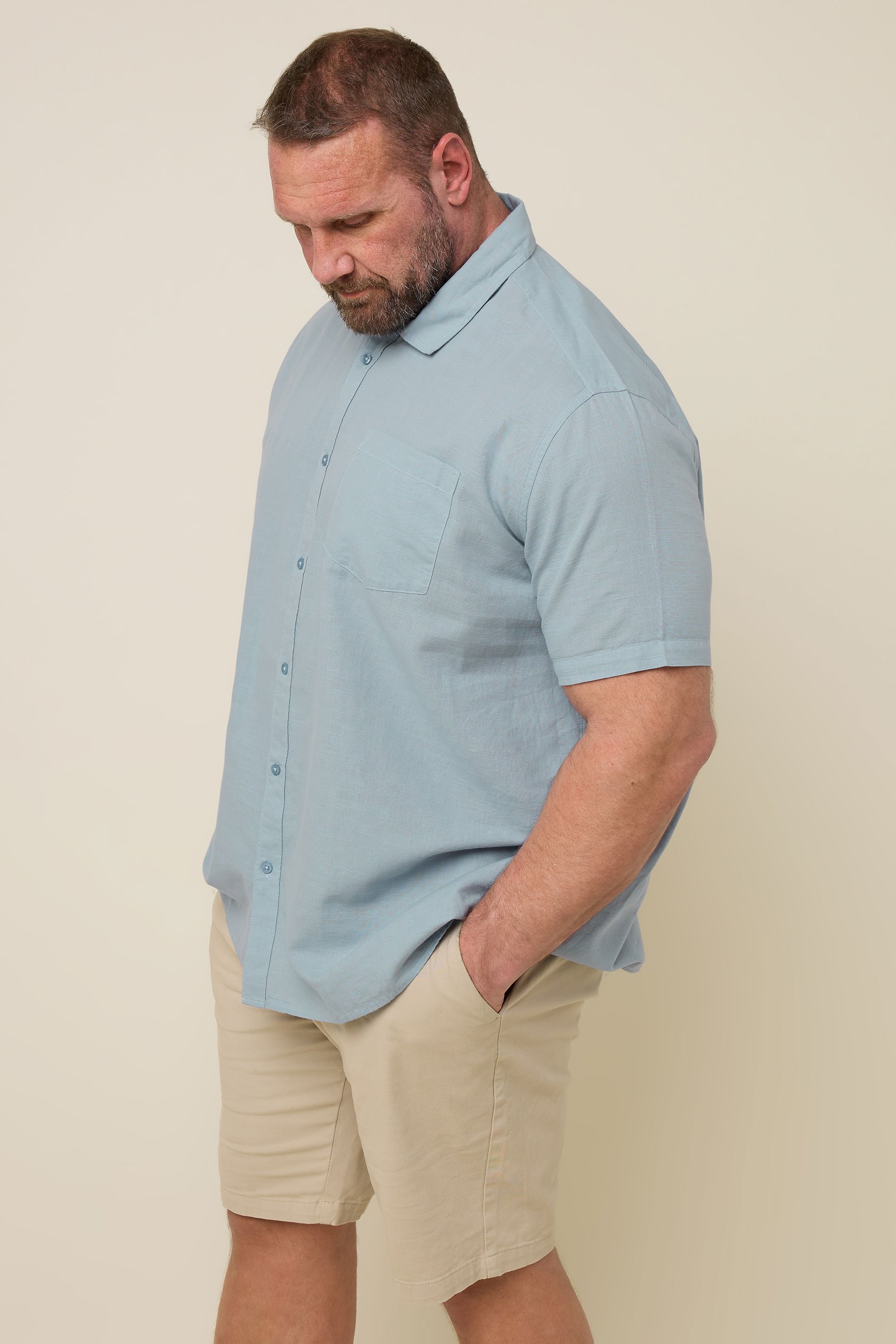 BadRhino Big & Tall Dusky Blue Linen Shirt | BadRhino 5