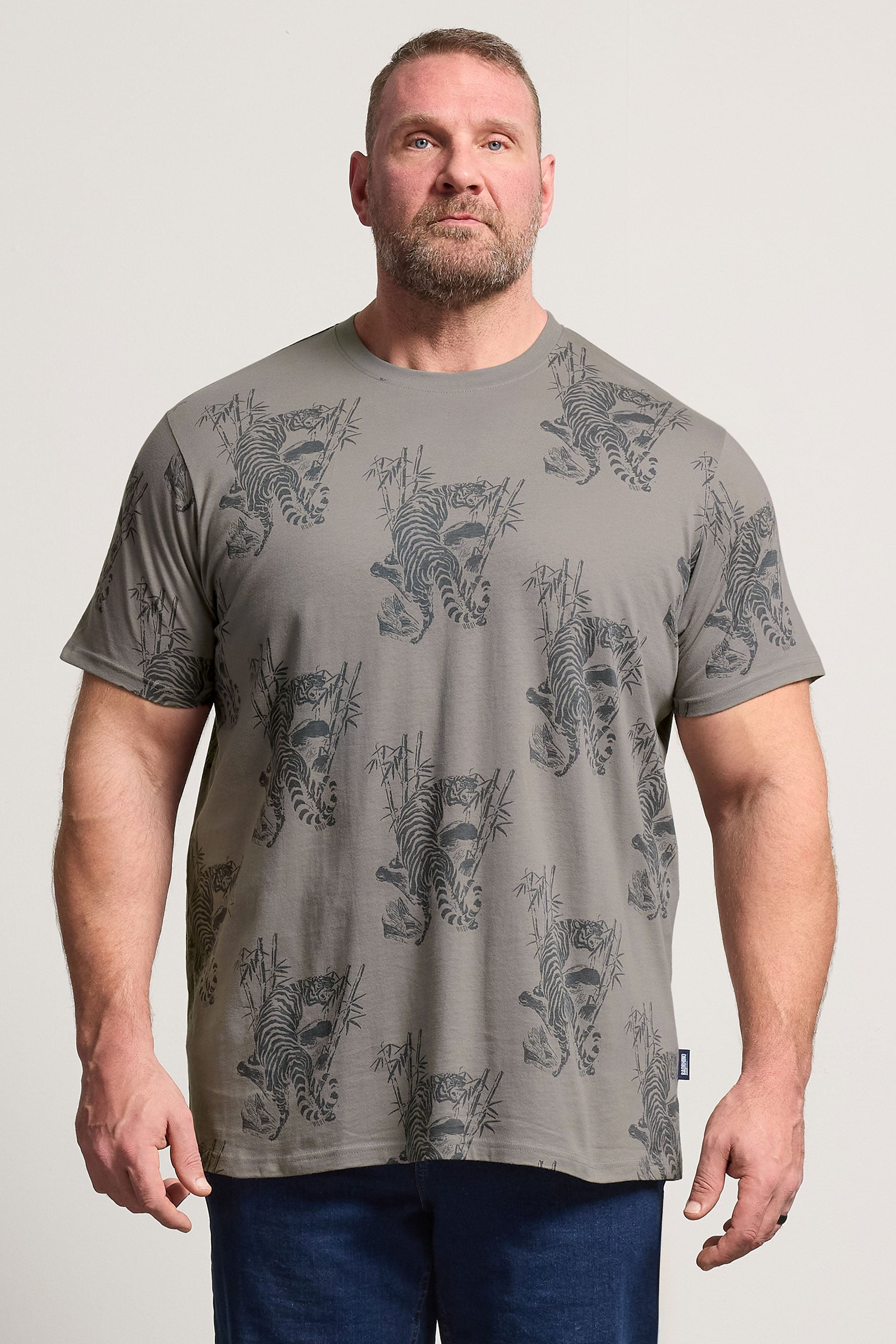 BadRhino Big & Tall Grey Tiger Graphic T-Shirt | BadRhino 3