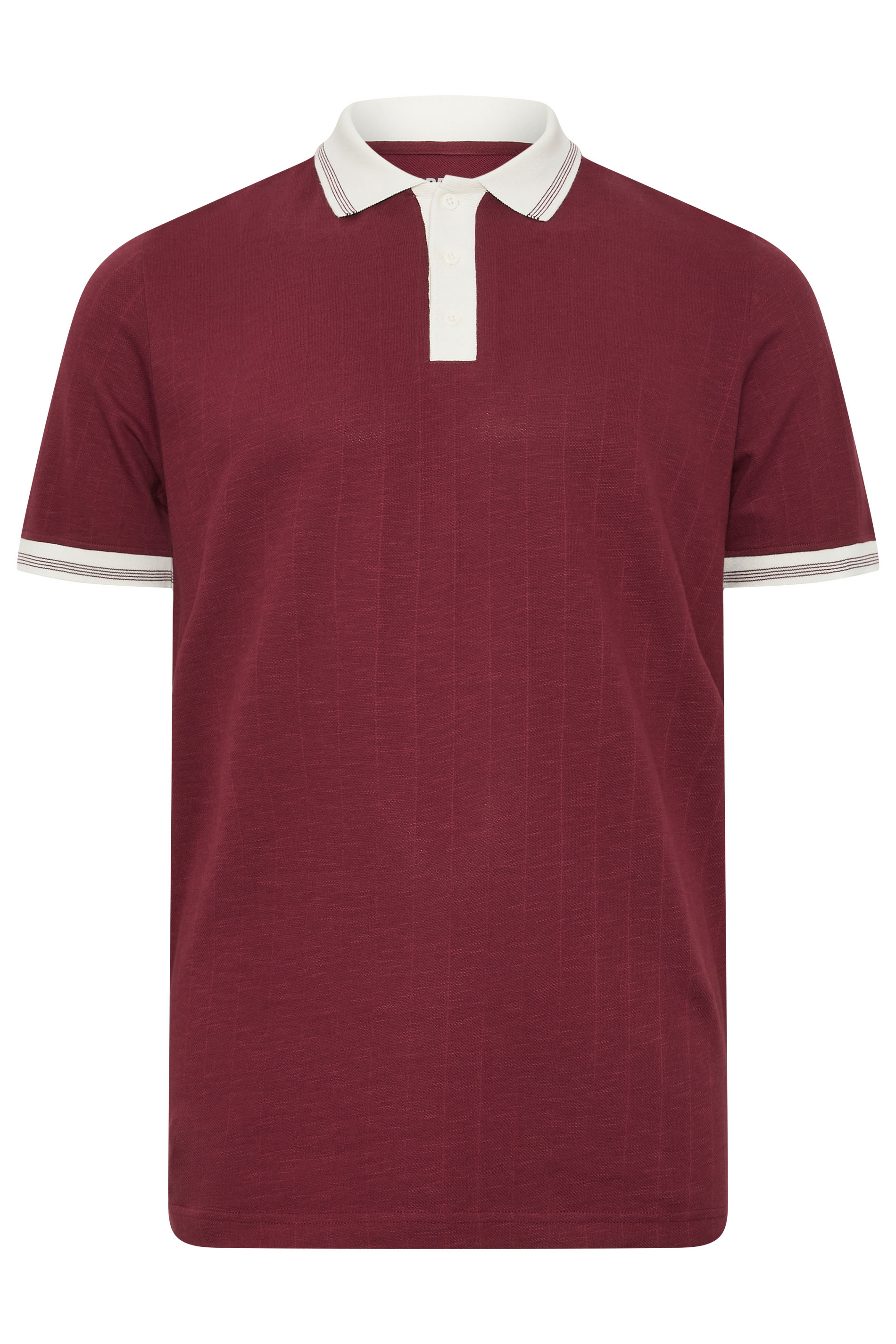 BadRhino Big & Tall Wine Red Mini Check Tipped Polo Shirt | BadRhino 5