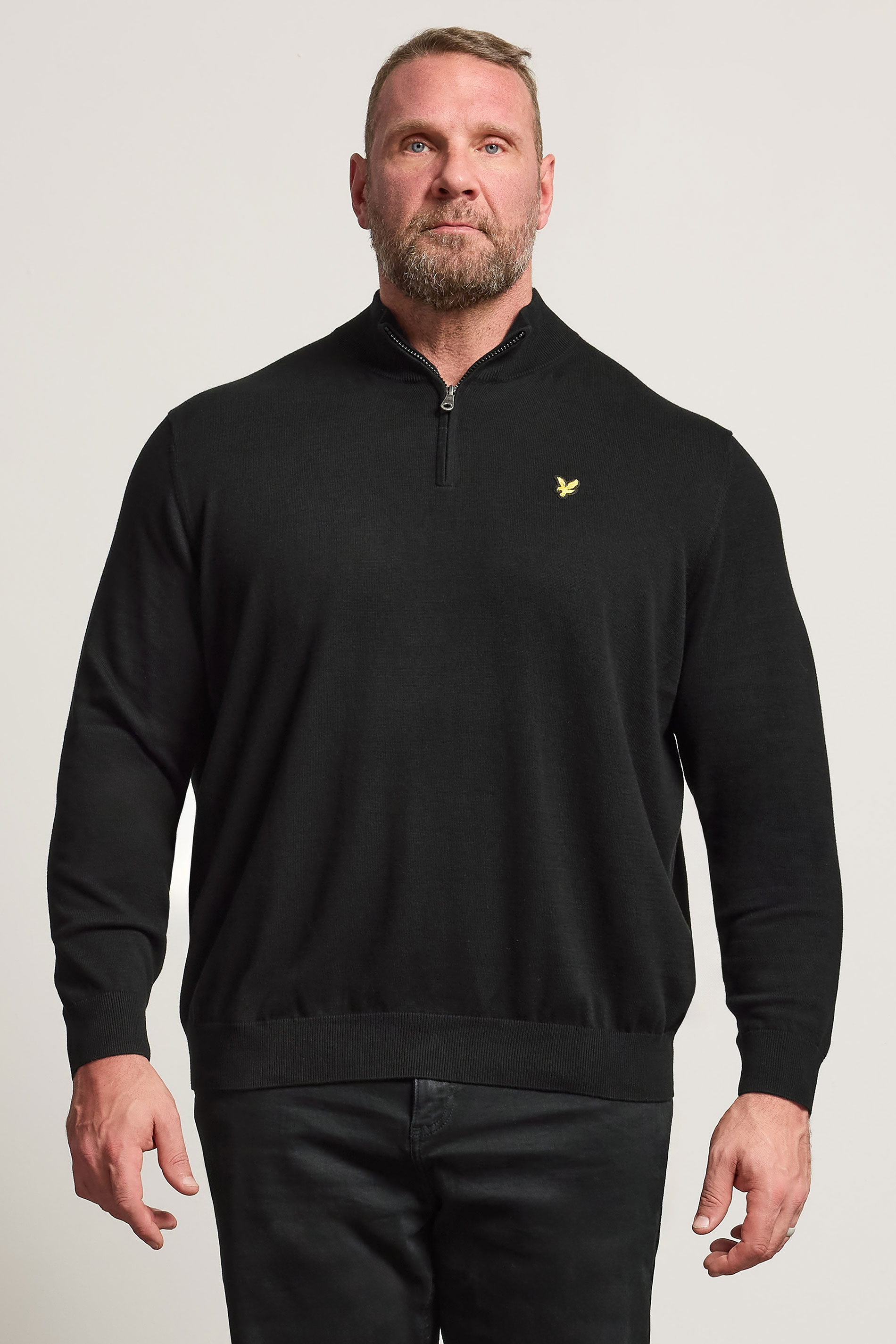 LYLE & SCOTT Big & Tall Black Quarter Zip Jumper | BadRhino 1