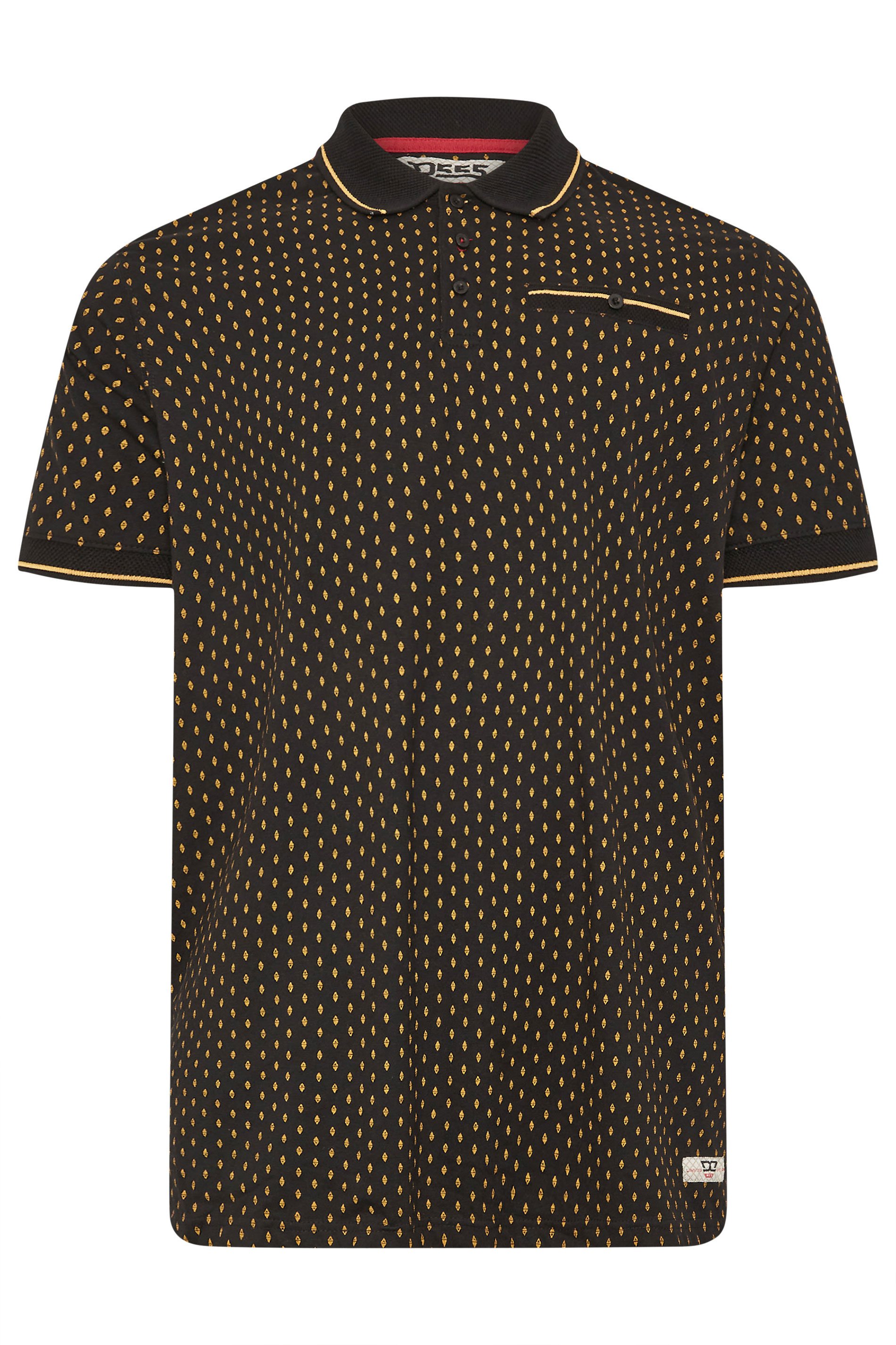 D555 Big & Tall Black Jersey Jacquard Polo Shirt | BadRhino 3