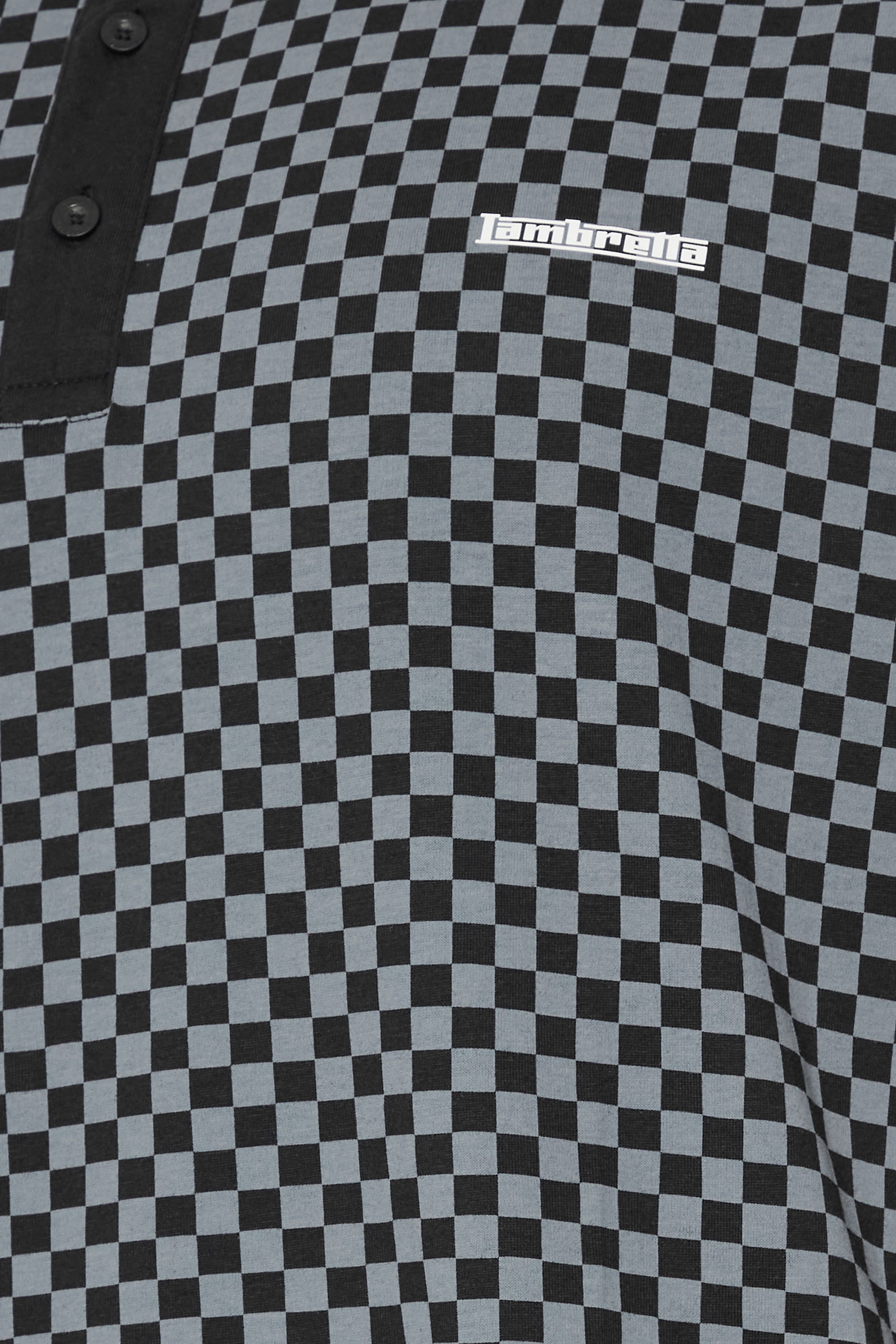 LAMBRETTA Big & Tall Black Two Tone Checker Print Polo Shirt | BadRhino 2