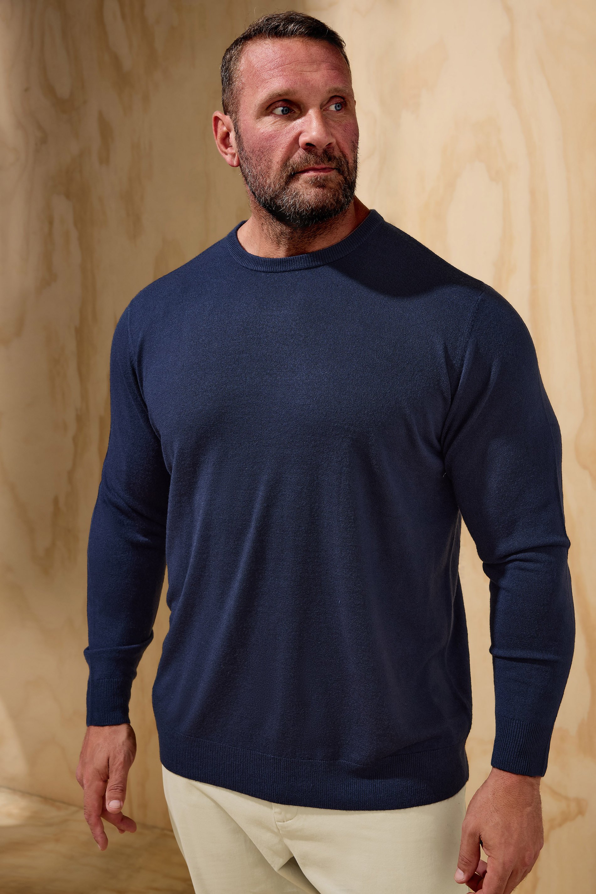BadRhino Big & Tall Navy Blue Crew Neck Jumper | BadRhino 1