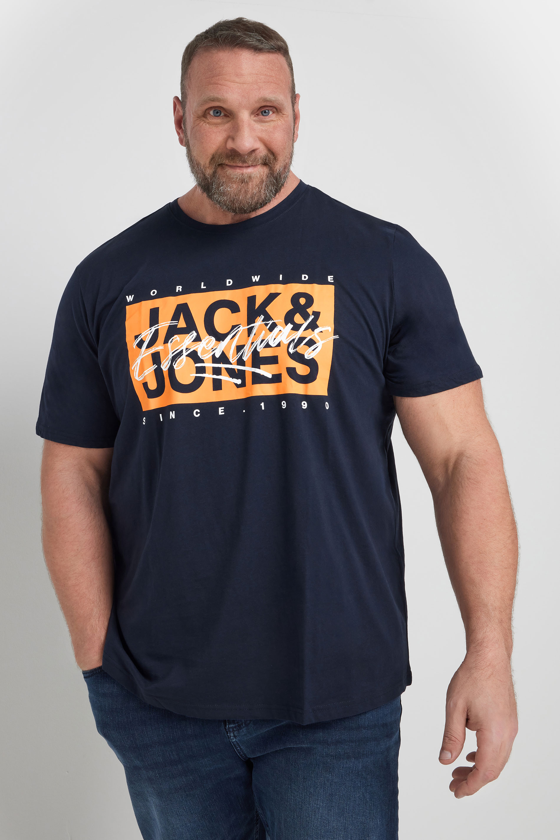 JACK & JONES Big & Tall Black 'Colton' T-Shirt | BadRhino 1