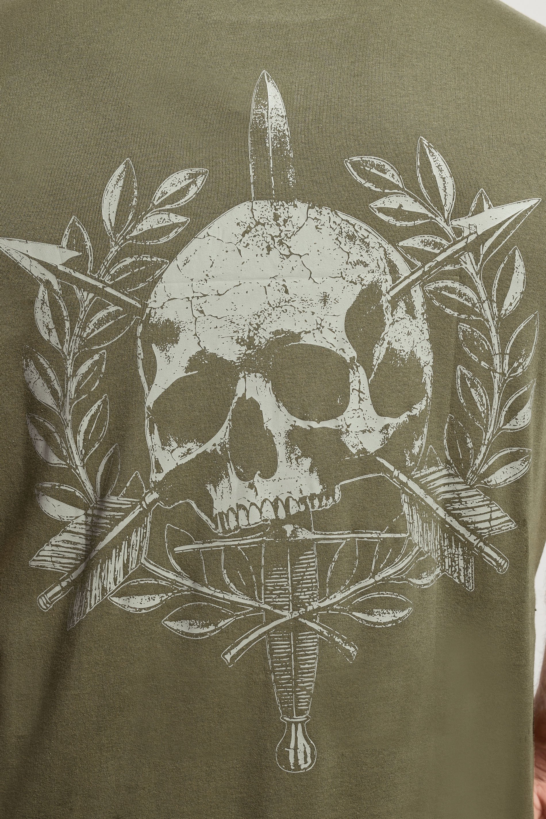 BadRhino Big & Tall Olive Green Skull Emblem Graphic T-Shirt | BadRhino 5