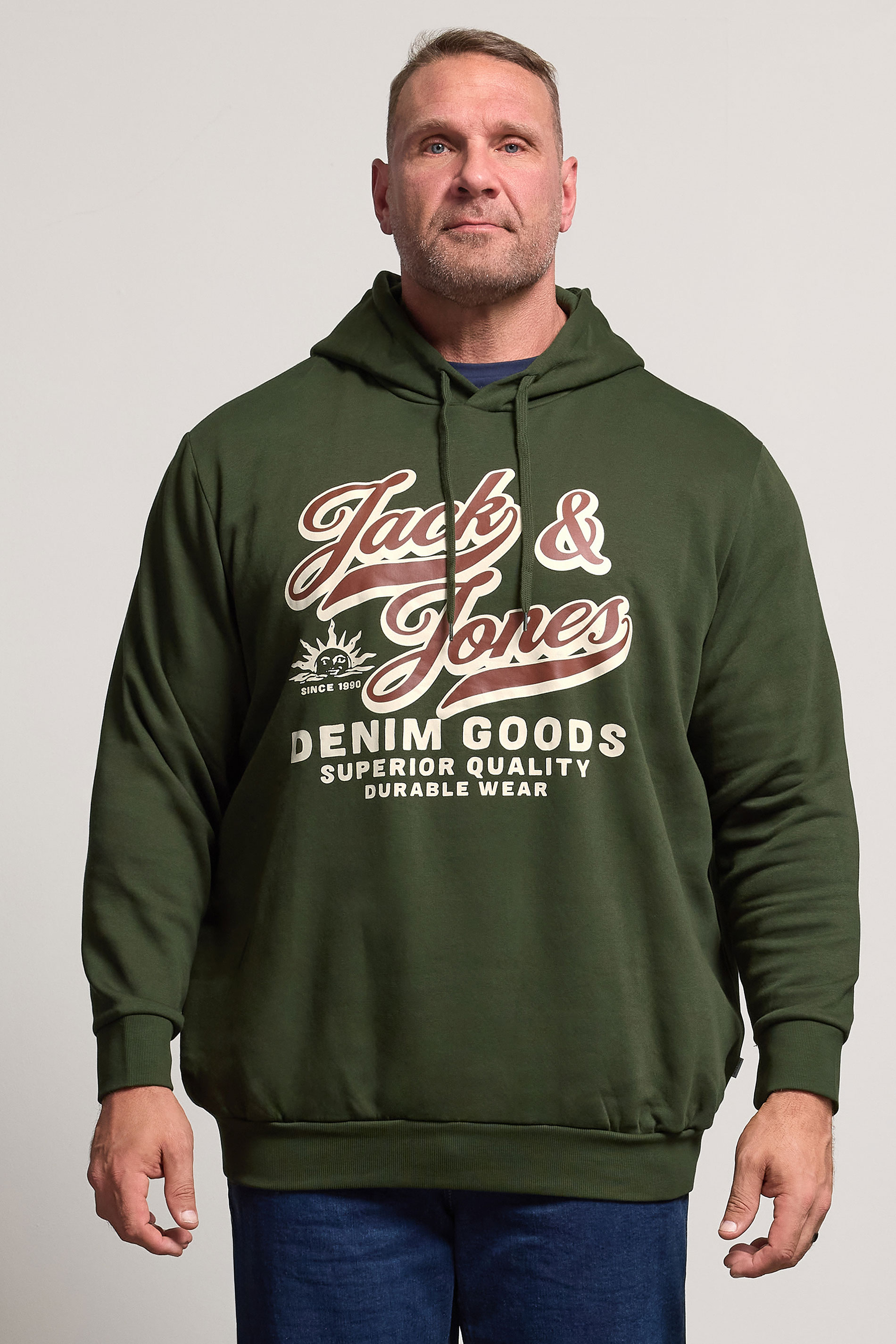 Jack & Jones Big & Tall Duffel Green Superior Hoodie | BadRhino 1