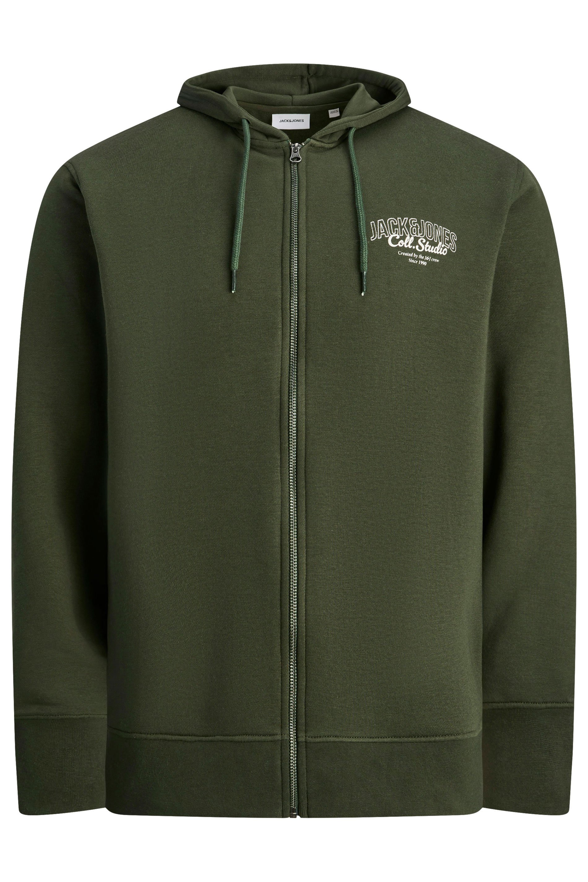 JACK & JONES Big & Tall Duffel Bag Green Zip Through Hoodie | BadRhino 3