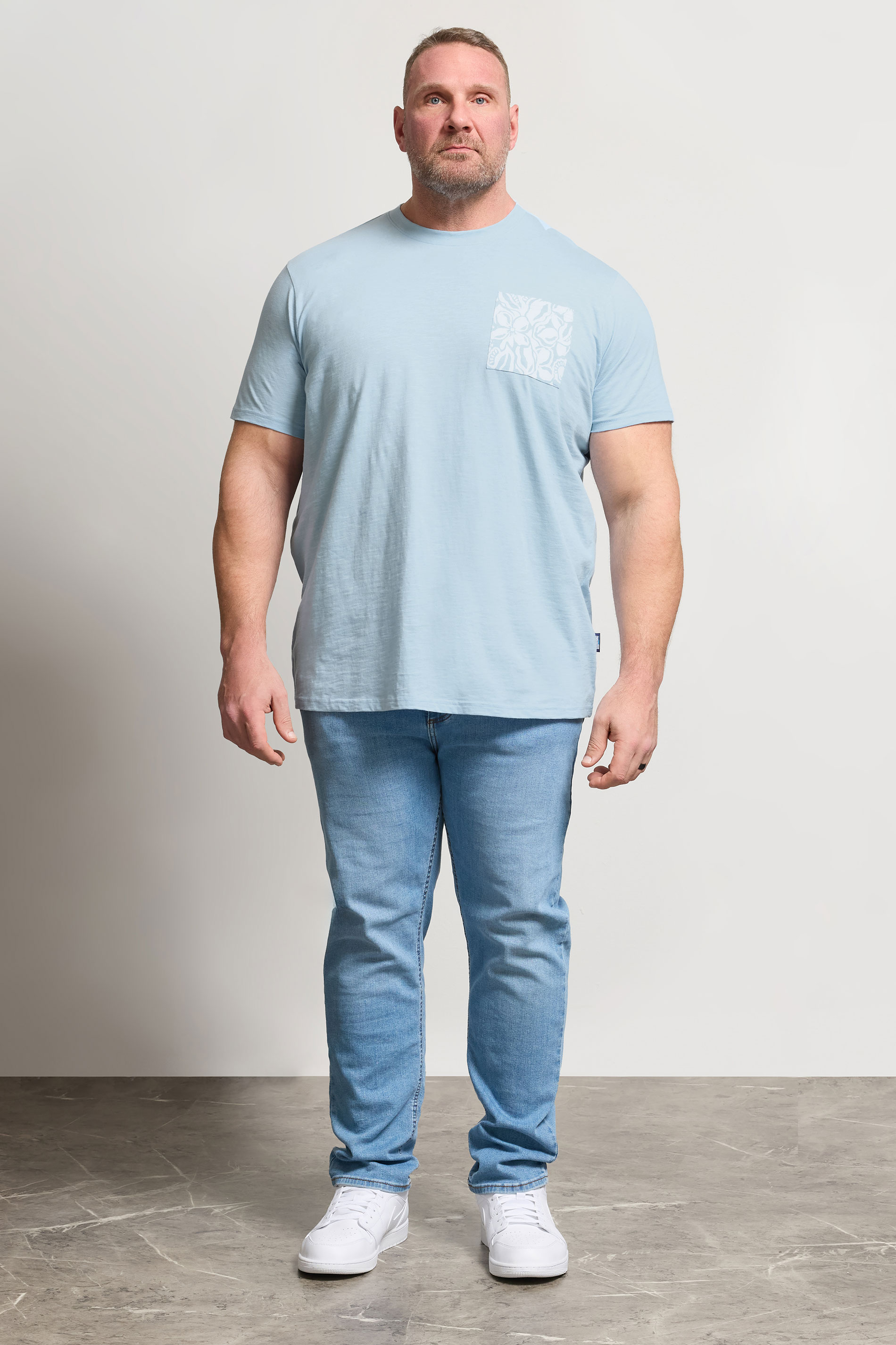 BadRhino Big & Tall Light Blue Flower Pocket T-Shirt | BadRhino 4