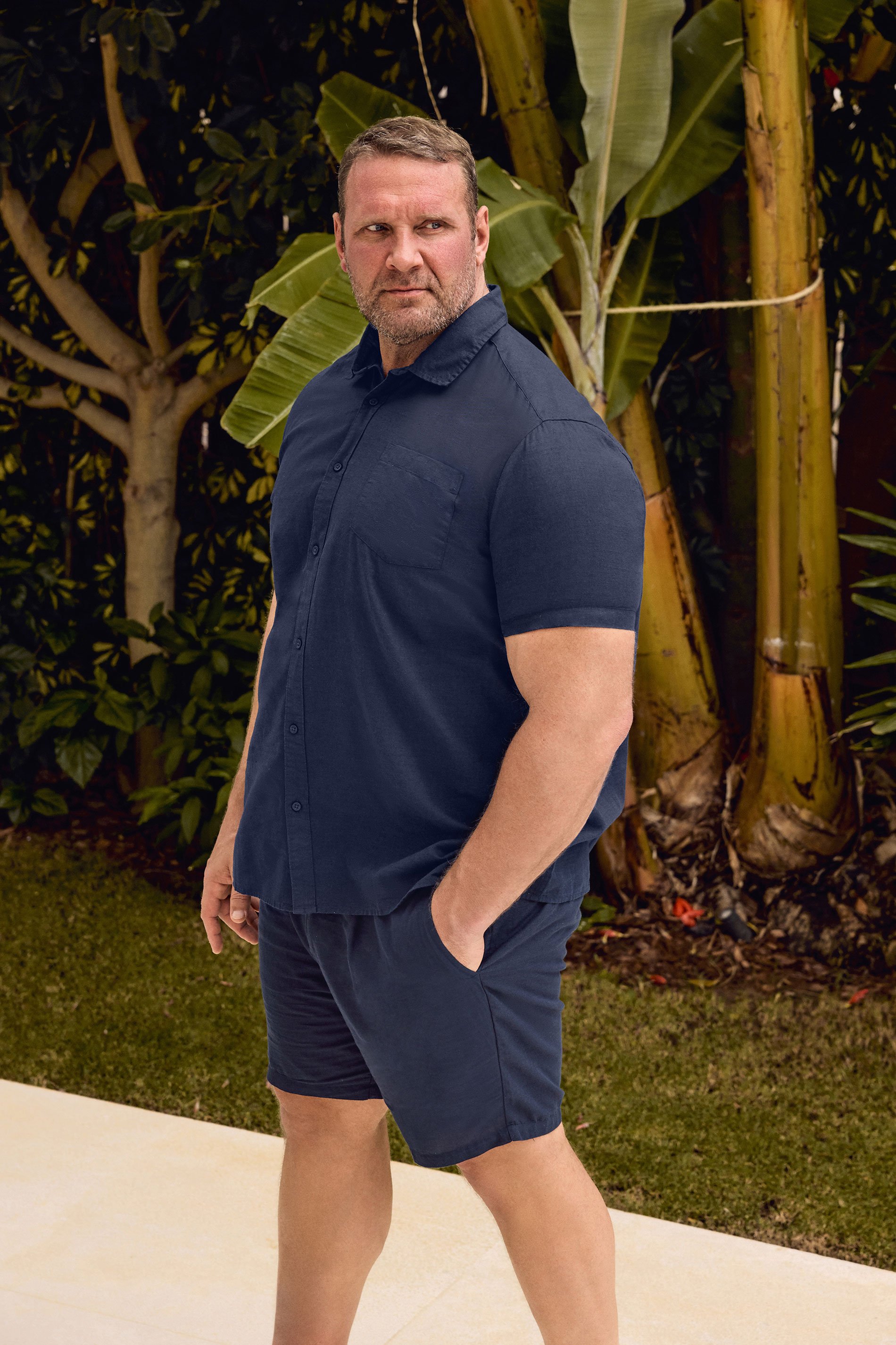 BadRhino Big & Tall Navy Blue Linen Shirt | BadRhino 1