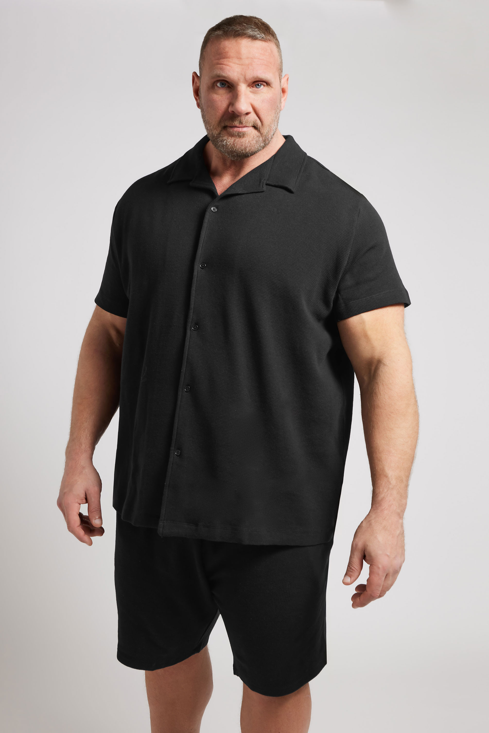BadRhino Big & Tall Black Short Sleeve Textured Shirt | BadRhino 3