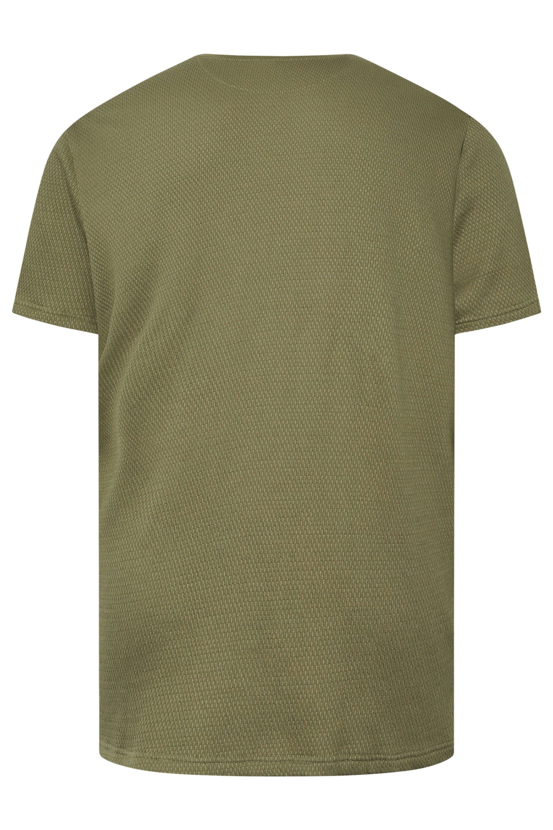 STUDIO A Big & Tall Khaki Green Popcorn Stitch Textured T-Shirt | BadRhino 4