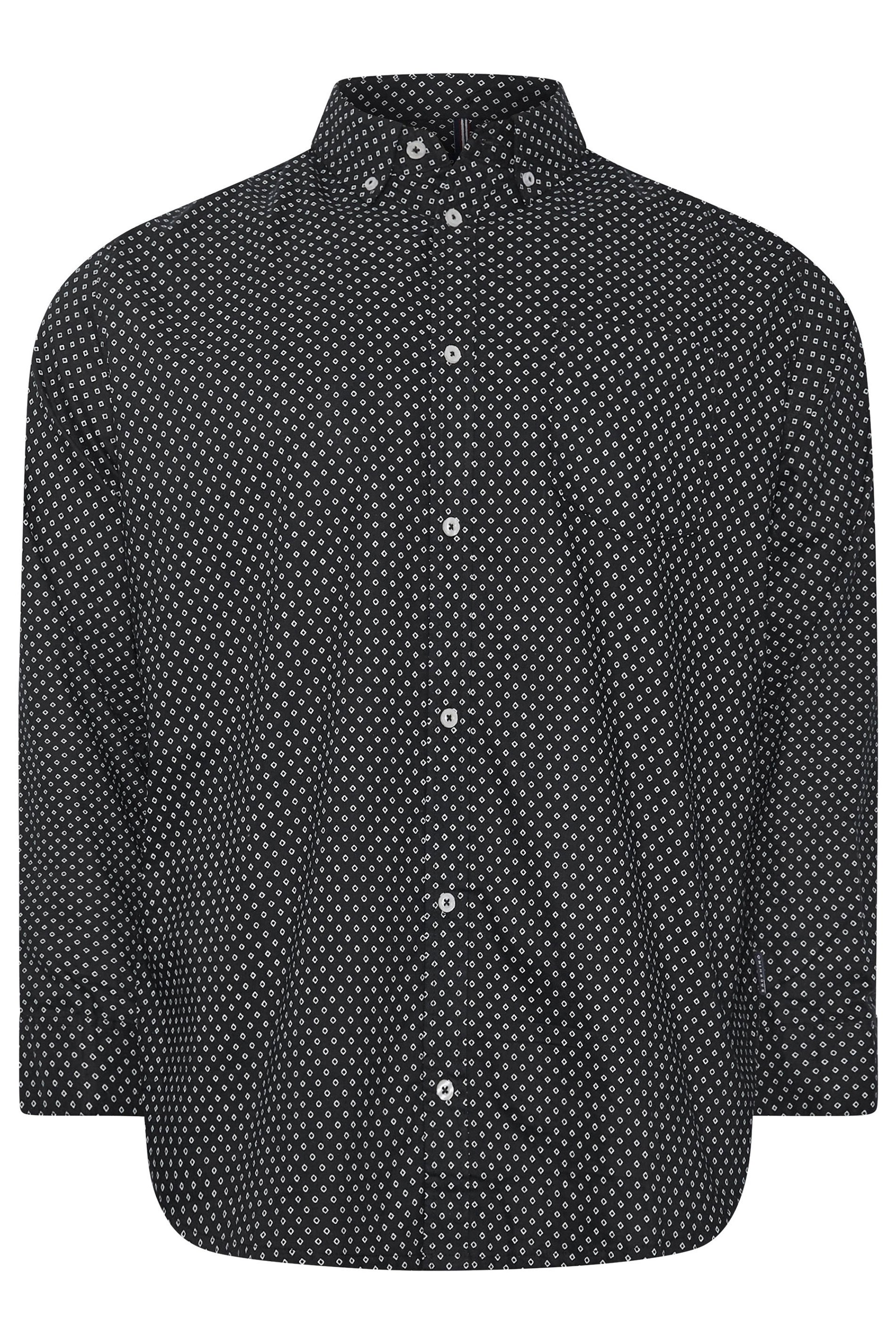 BadRhino Big & Tall Black Geometric Print Party Shirt | BadRhino 5