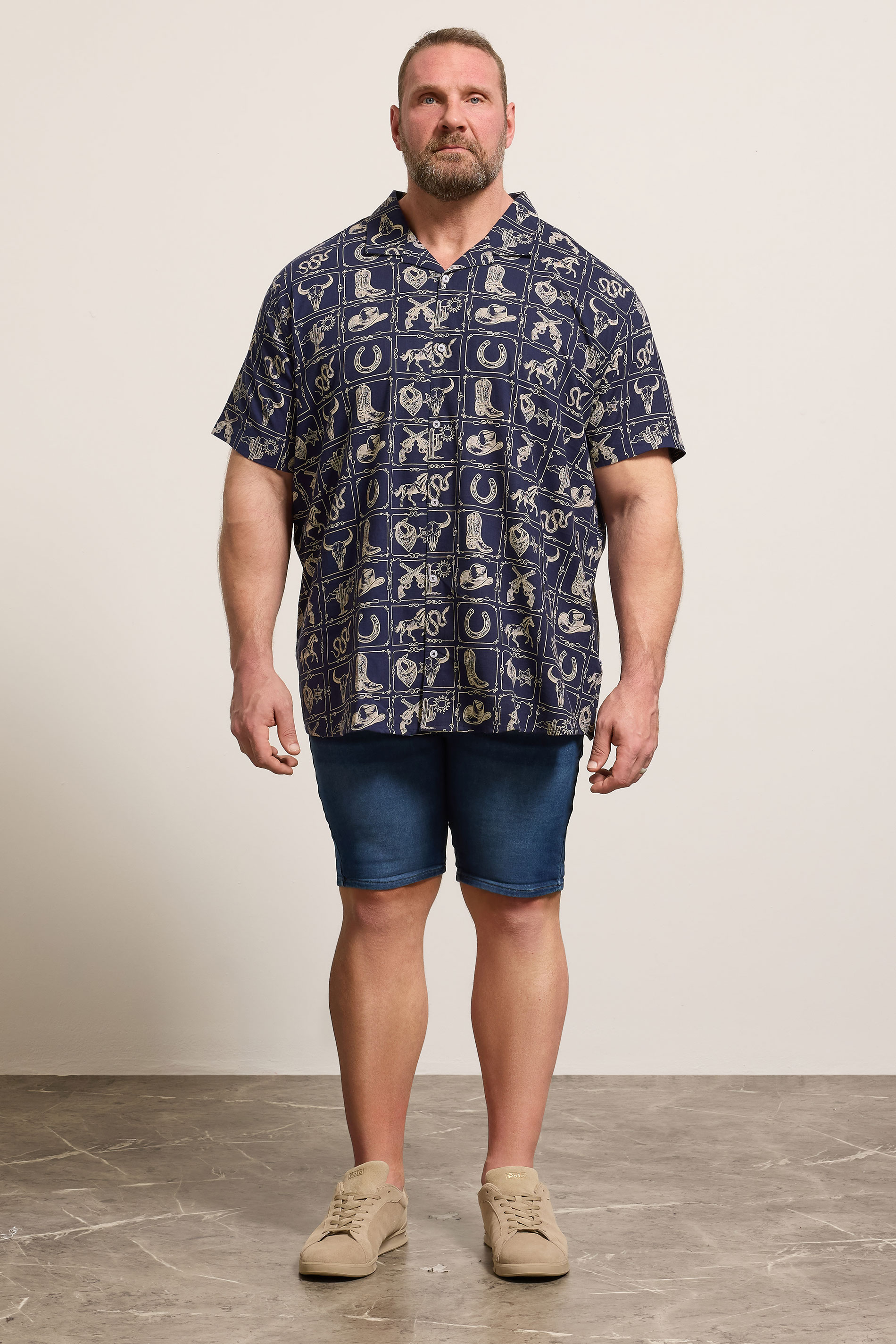 BadRhino Big & Tall Navy Blue Country Print Shirt | BadRhino 1