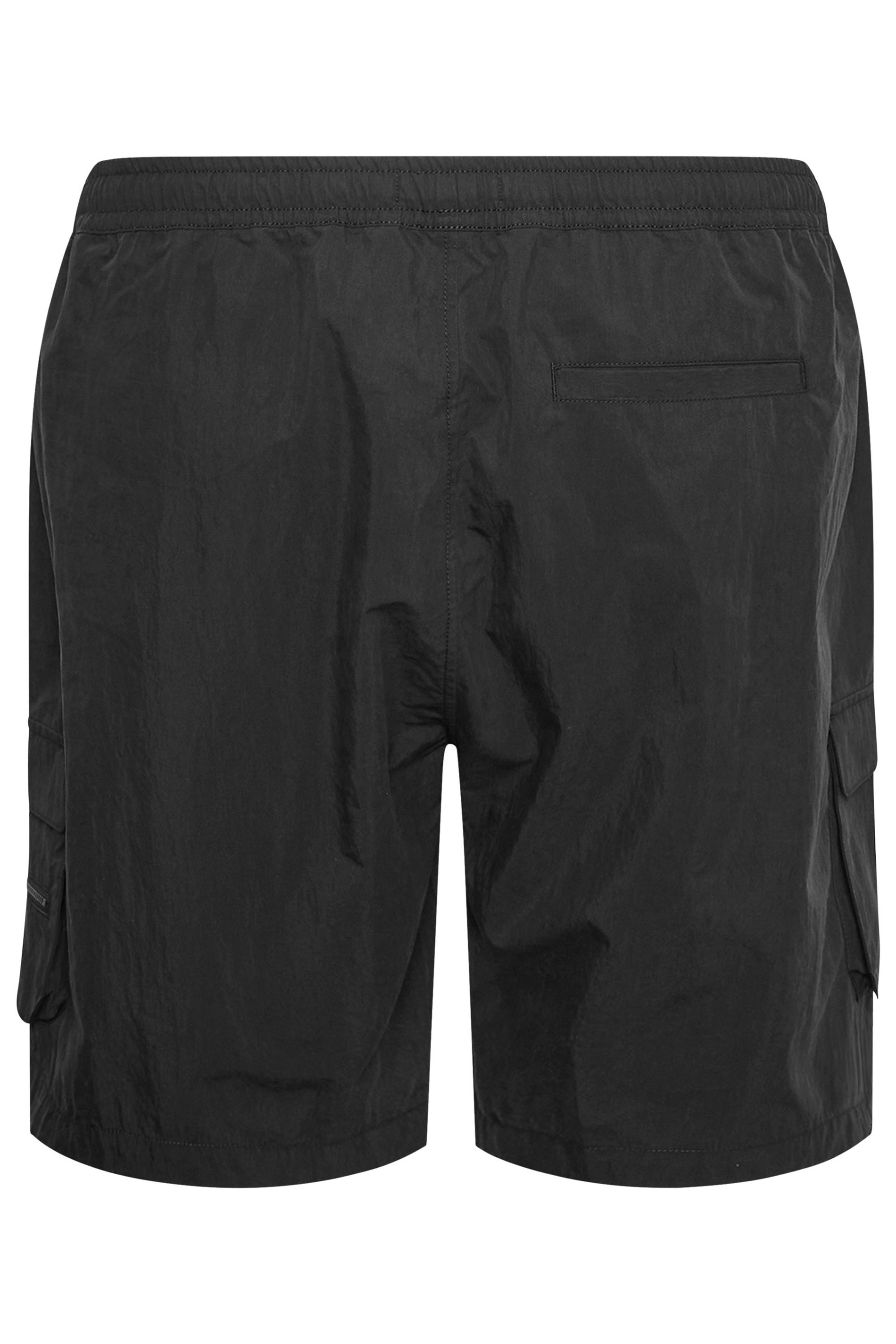 BadRhino Big & Tall Black Crinkle Nylon Cargo Shorts | BadRhino
