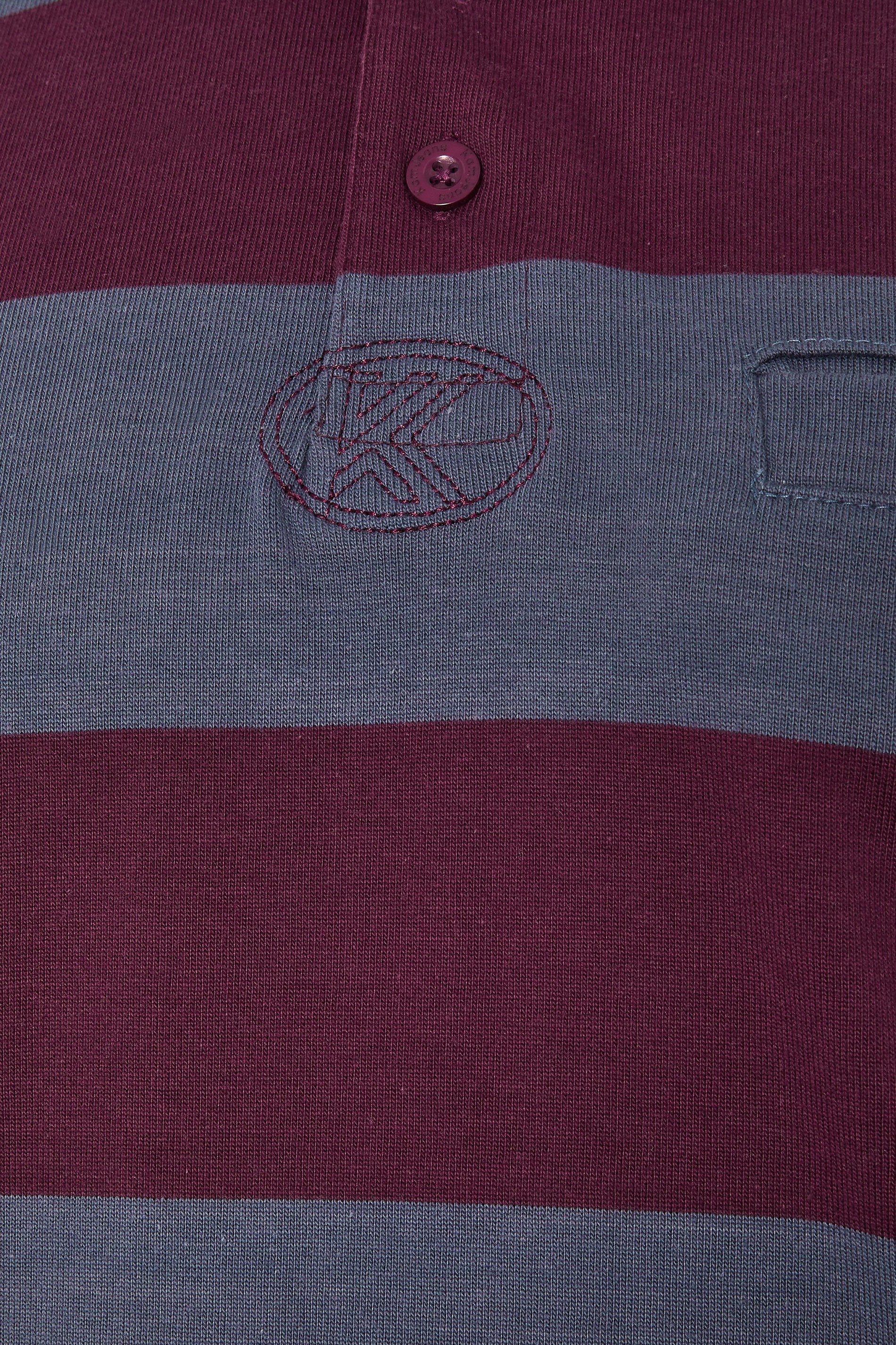 KAM Indigo Blue Striped Short Sleeve Rugby Polo Shirt | BadRhino 5