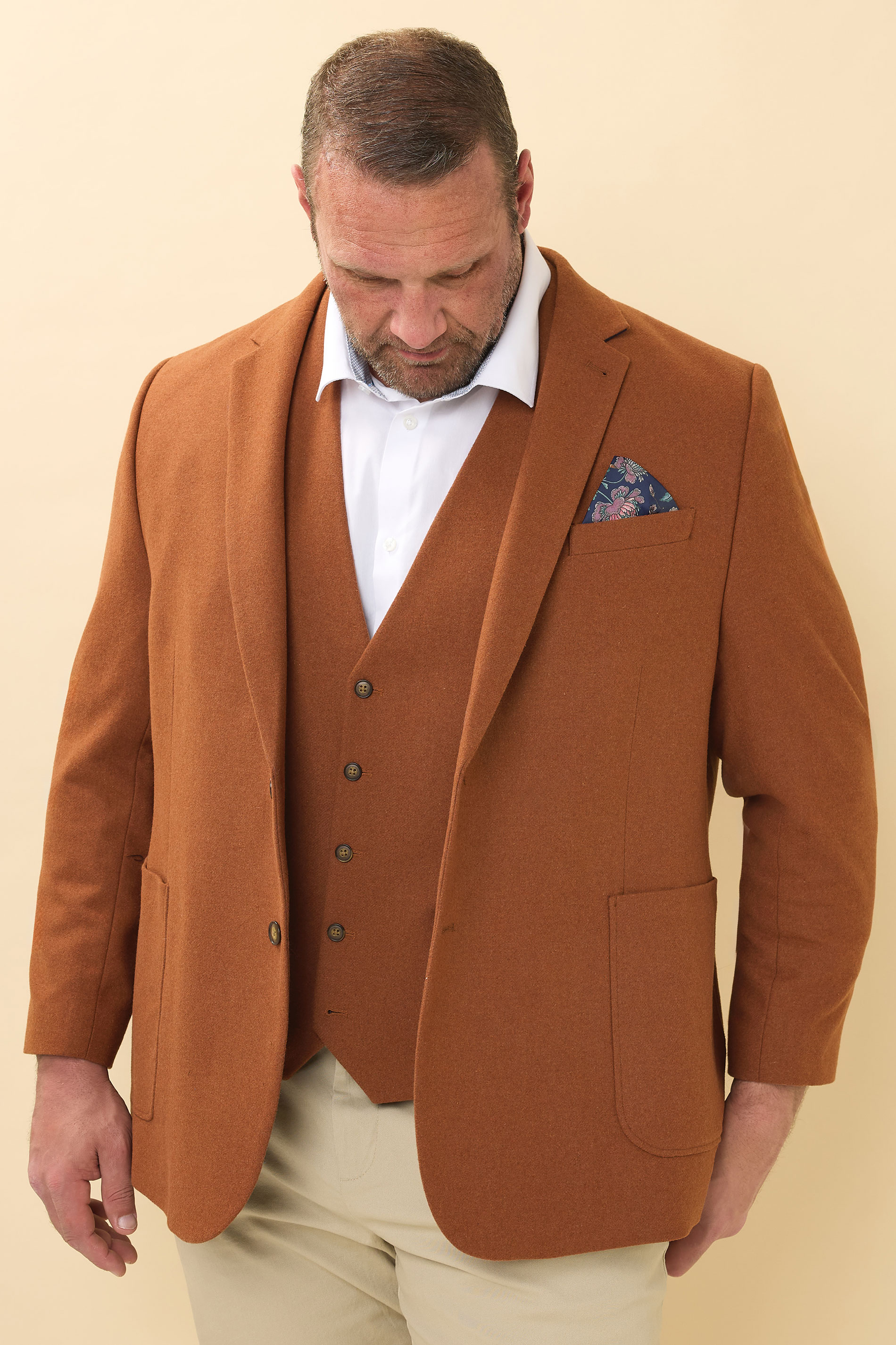 BadRhino Tailoring Big & Tall Rust Orange Tweed Waistcoat | BadRhino 4
