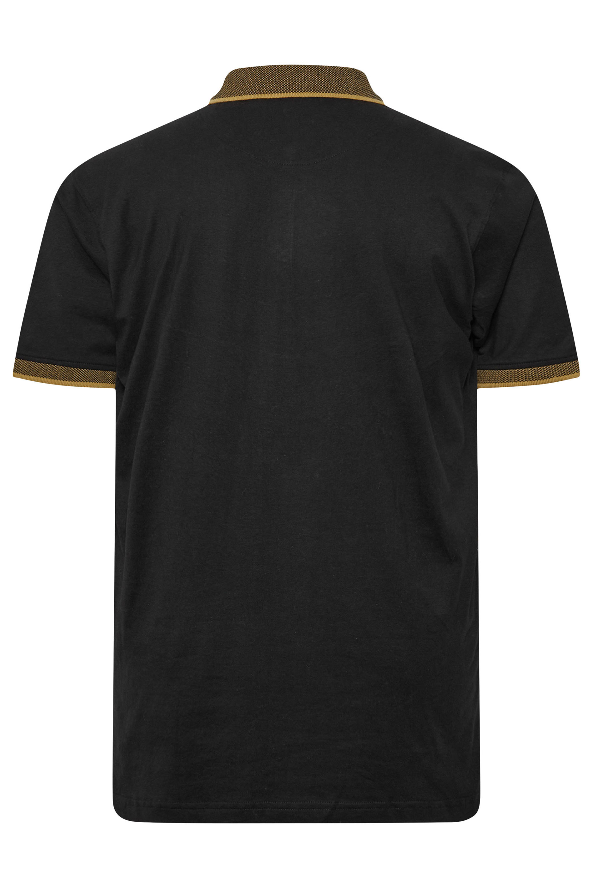 KAM Big & Tall Black Jacquard Collar Polo Shirt | BadRhino 5