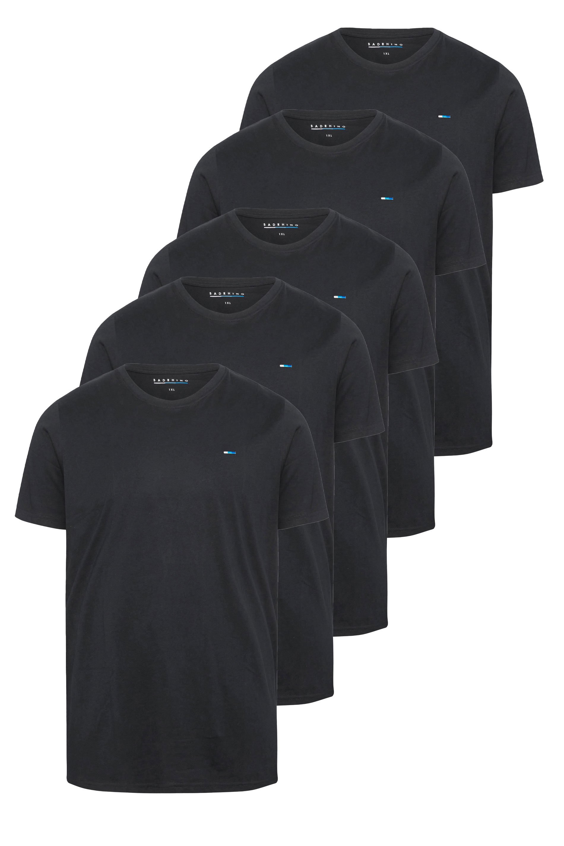 BadRhino Big & Tall 5 PACK Black Extra Long Core T-Shirts | BadRhino 5