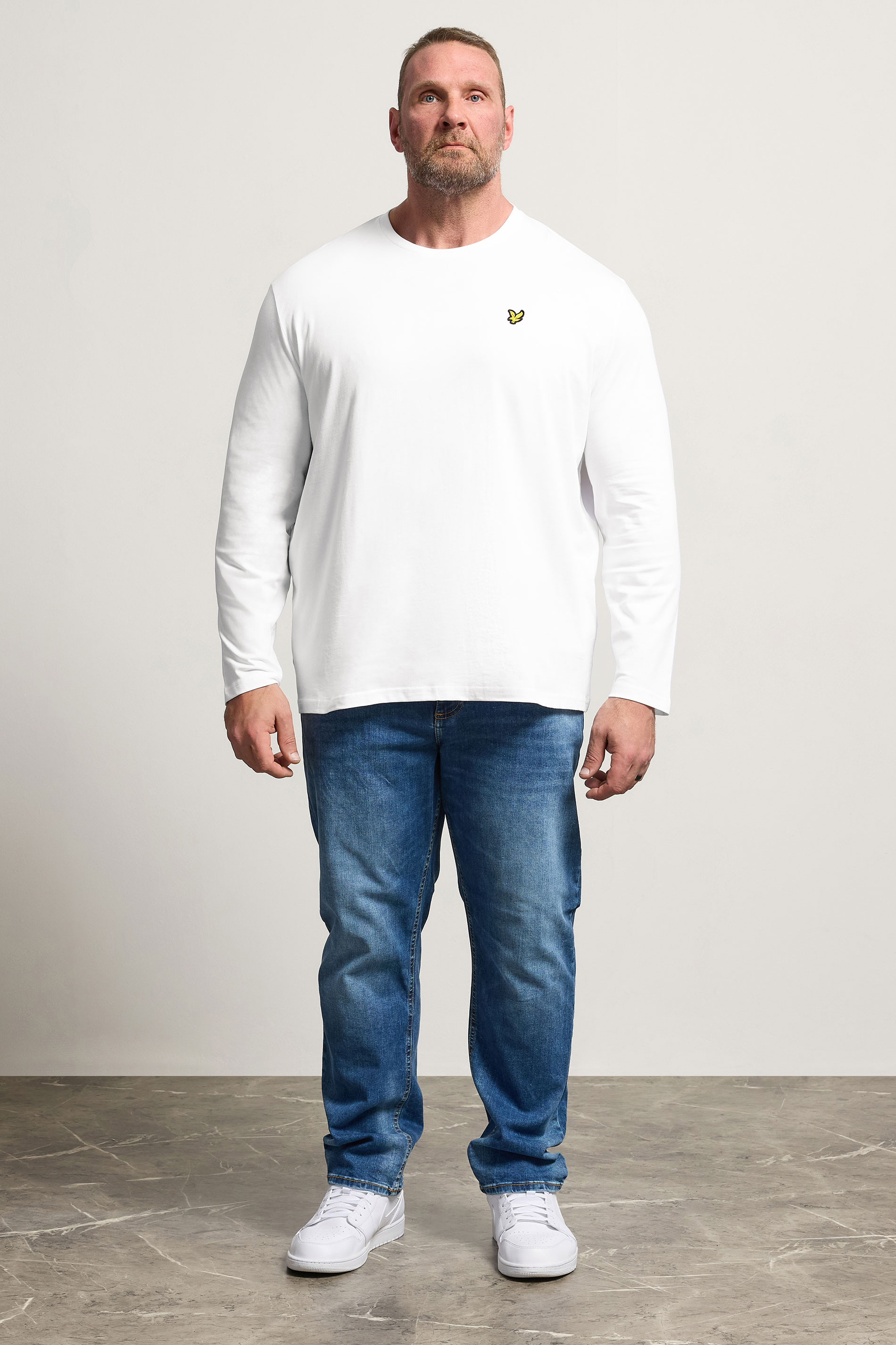 LYLE & SCOTT Big & Tall White Long Sleeve T-Shirt | BadRhino 1
