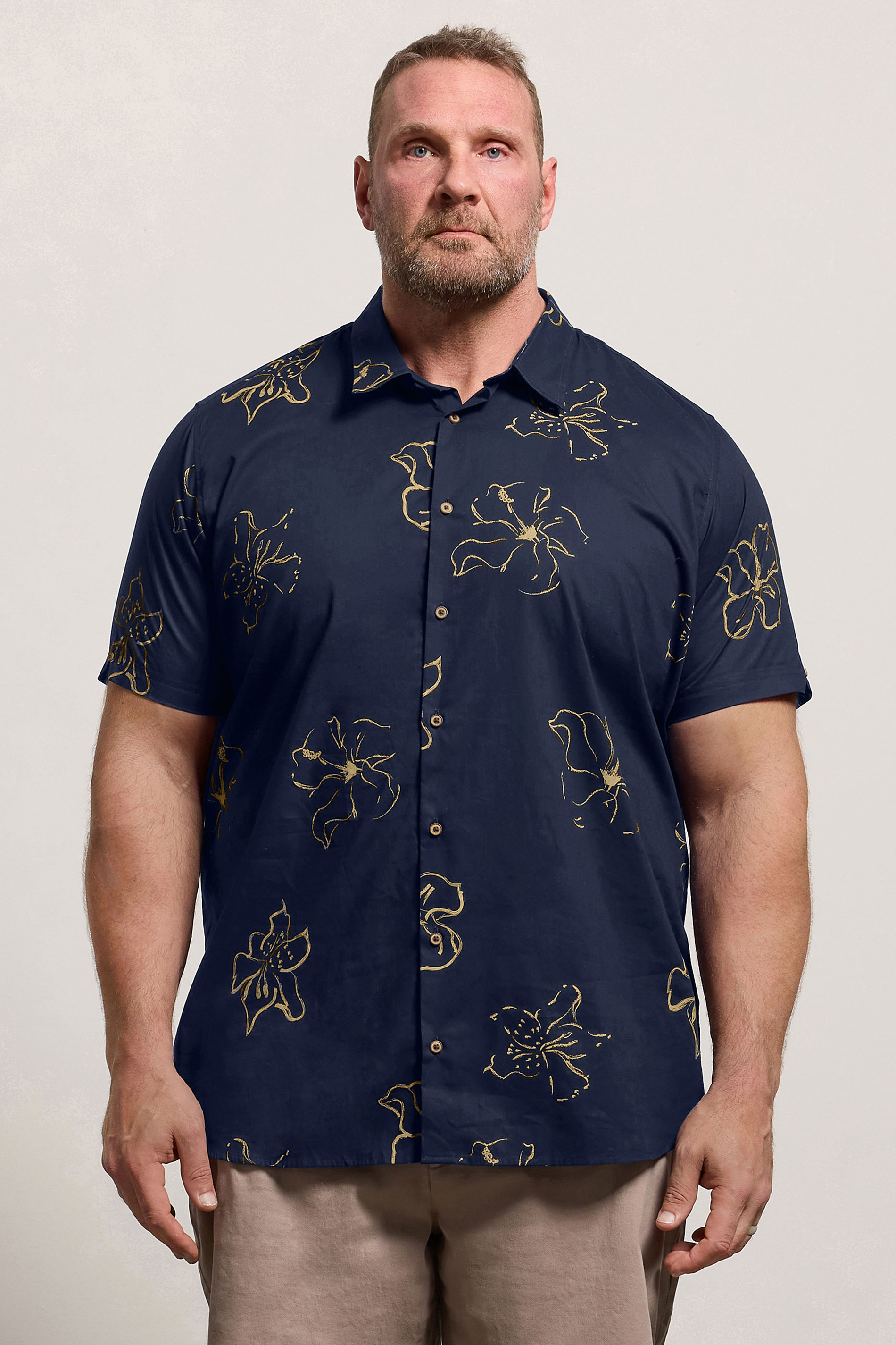 BEN SHERMAN Big & Tall Navy Blue Floral Print Shirt | BadRhino 3
