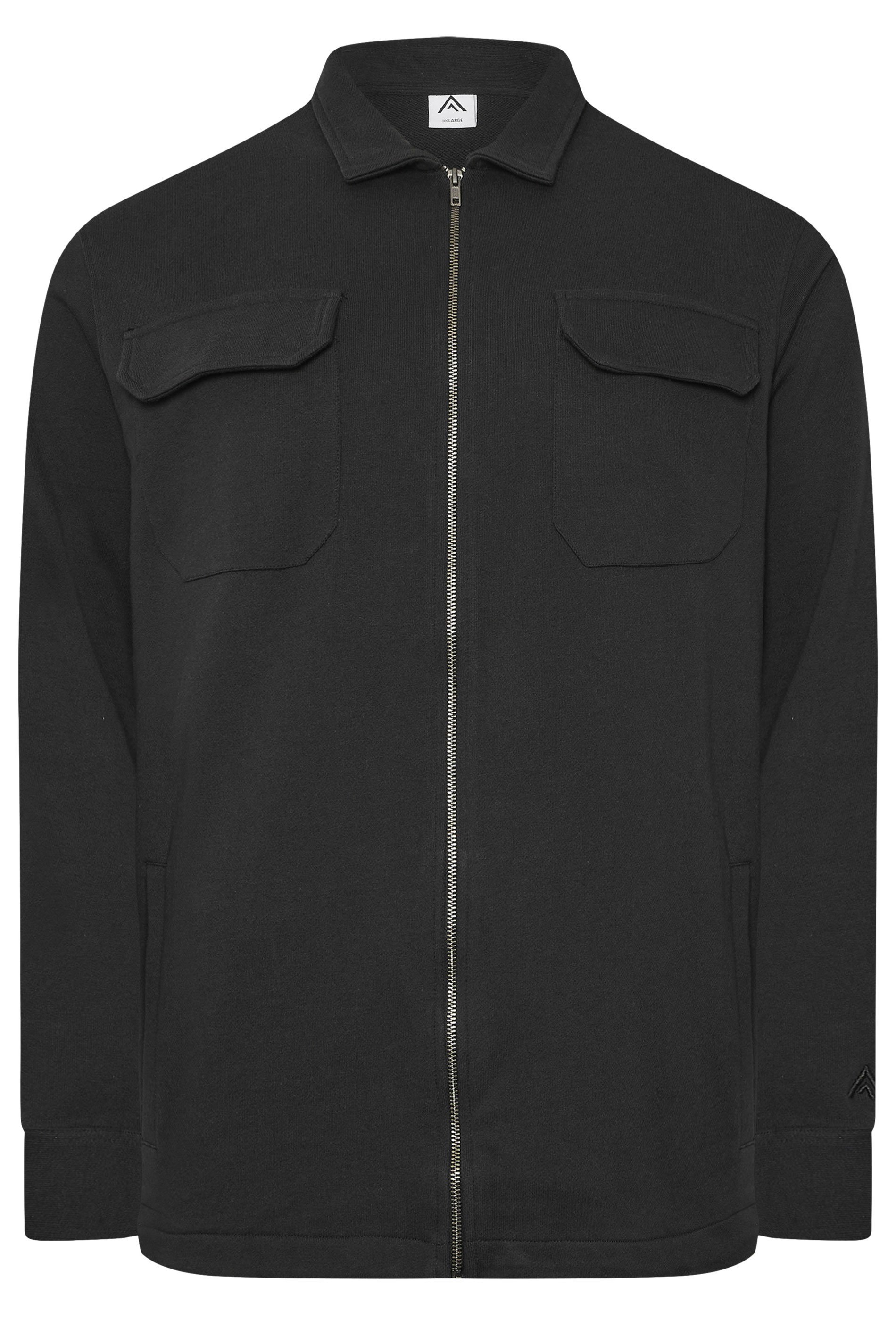 STUDIO A Big & Tall Navy Blue Zip Through Shacket | BadRhino 1