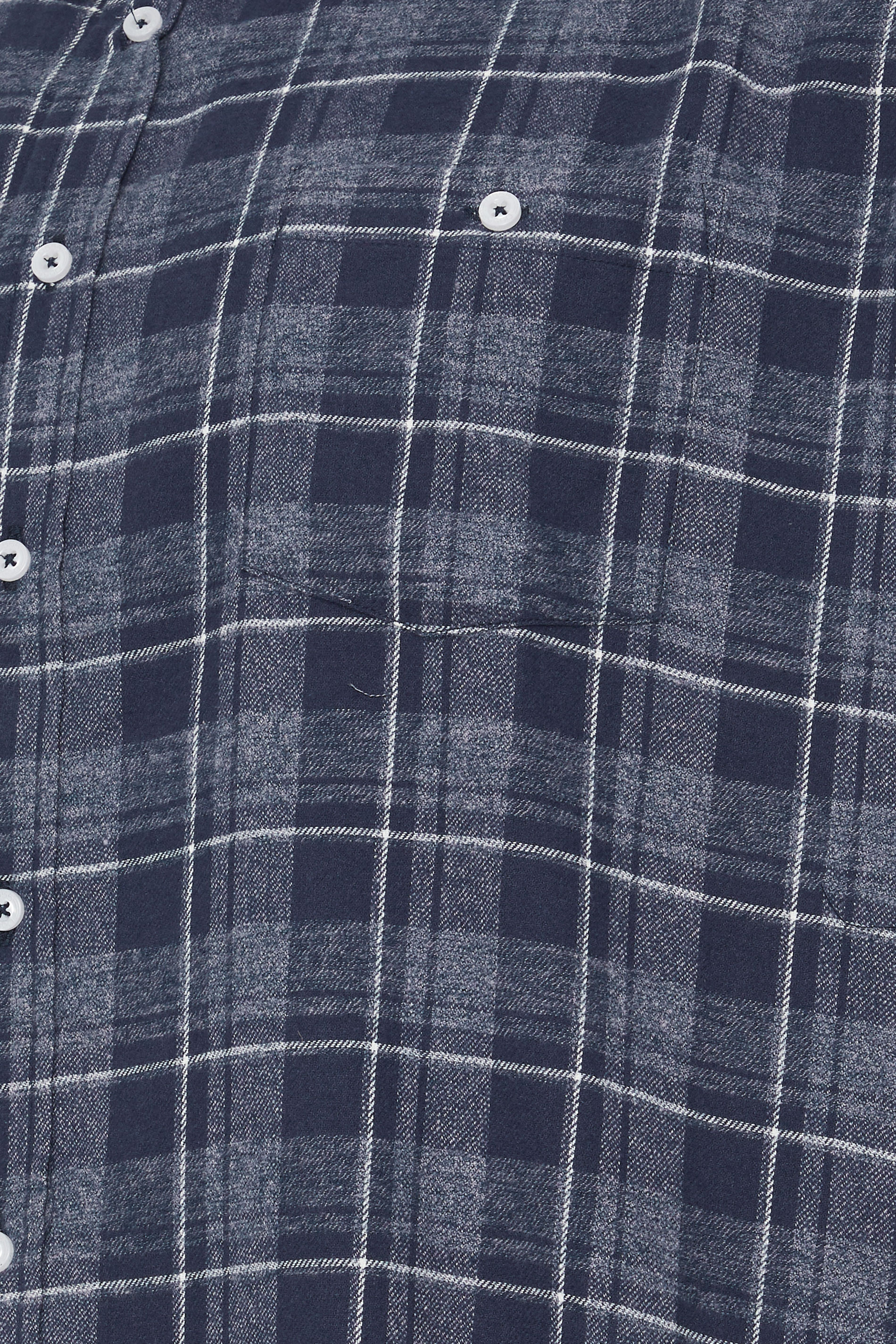 D555 Big & Tall Navy Blue Check Print Long Sleeve Shirt | BadRhino 2