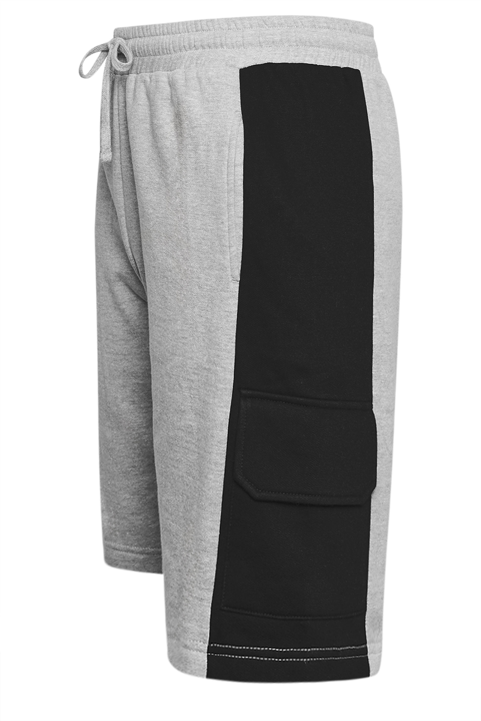 BadRhino Big & Tall Grey Colour Block Cargo Shorts | BadRhino 5